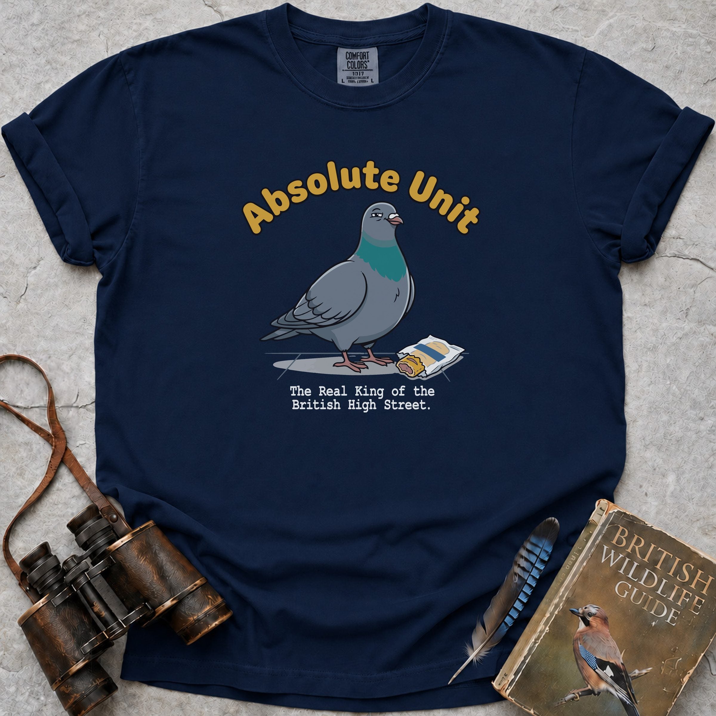 Absolute Unit Pigeon T-Shirt — true navy