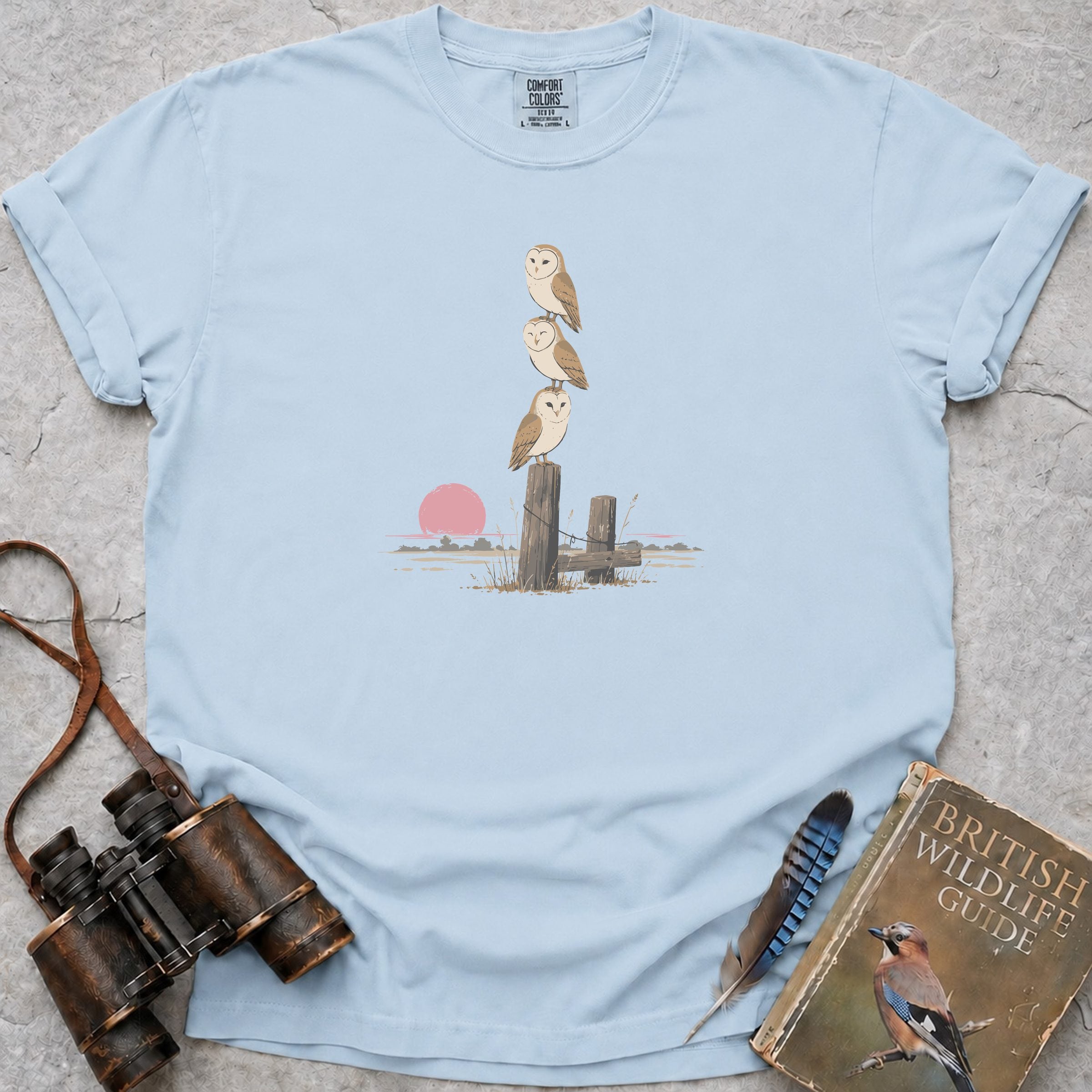 Barn Owl Trio T-Shirt — chambray