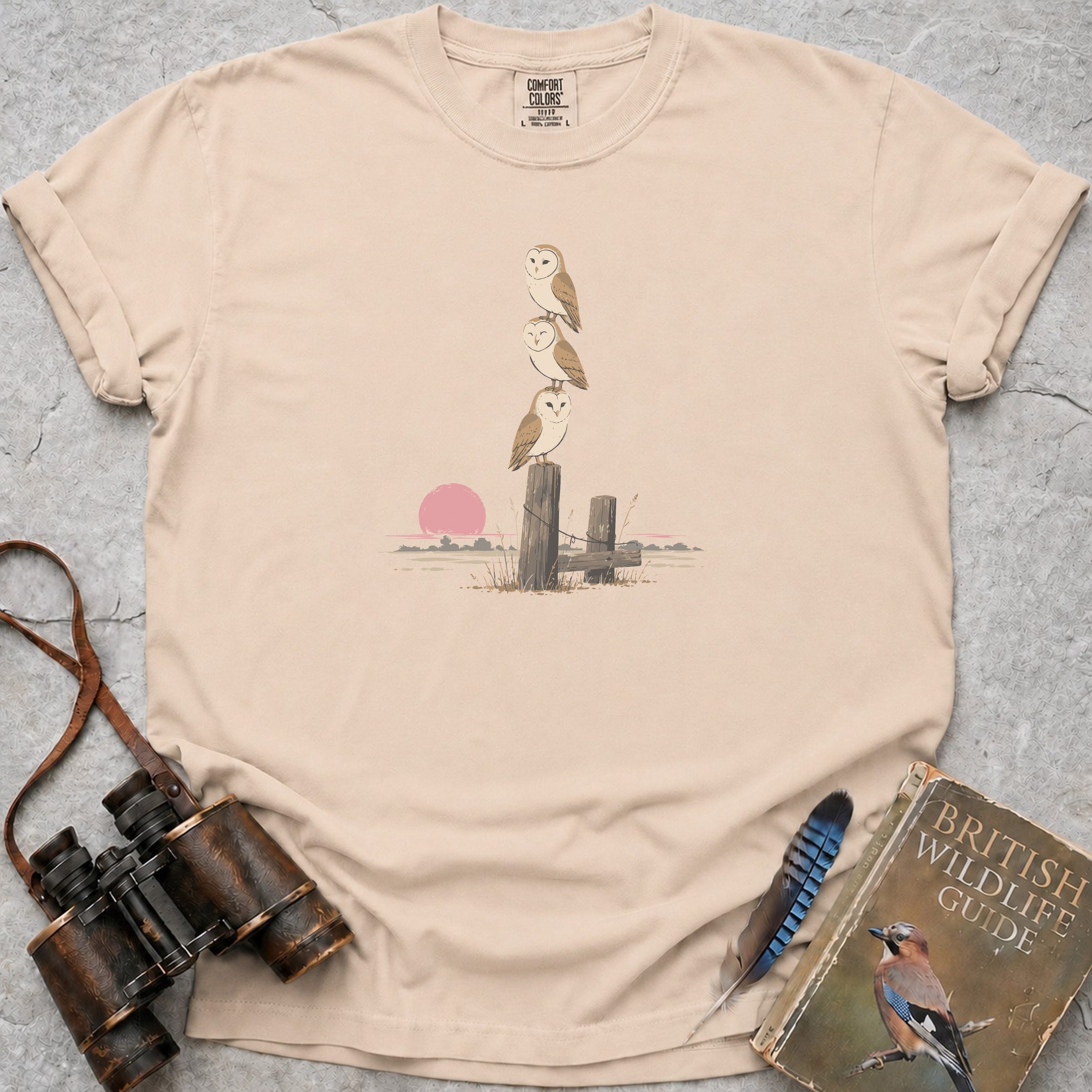 Barn Owl Trio T-Shirt — ivory