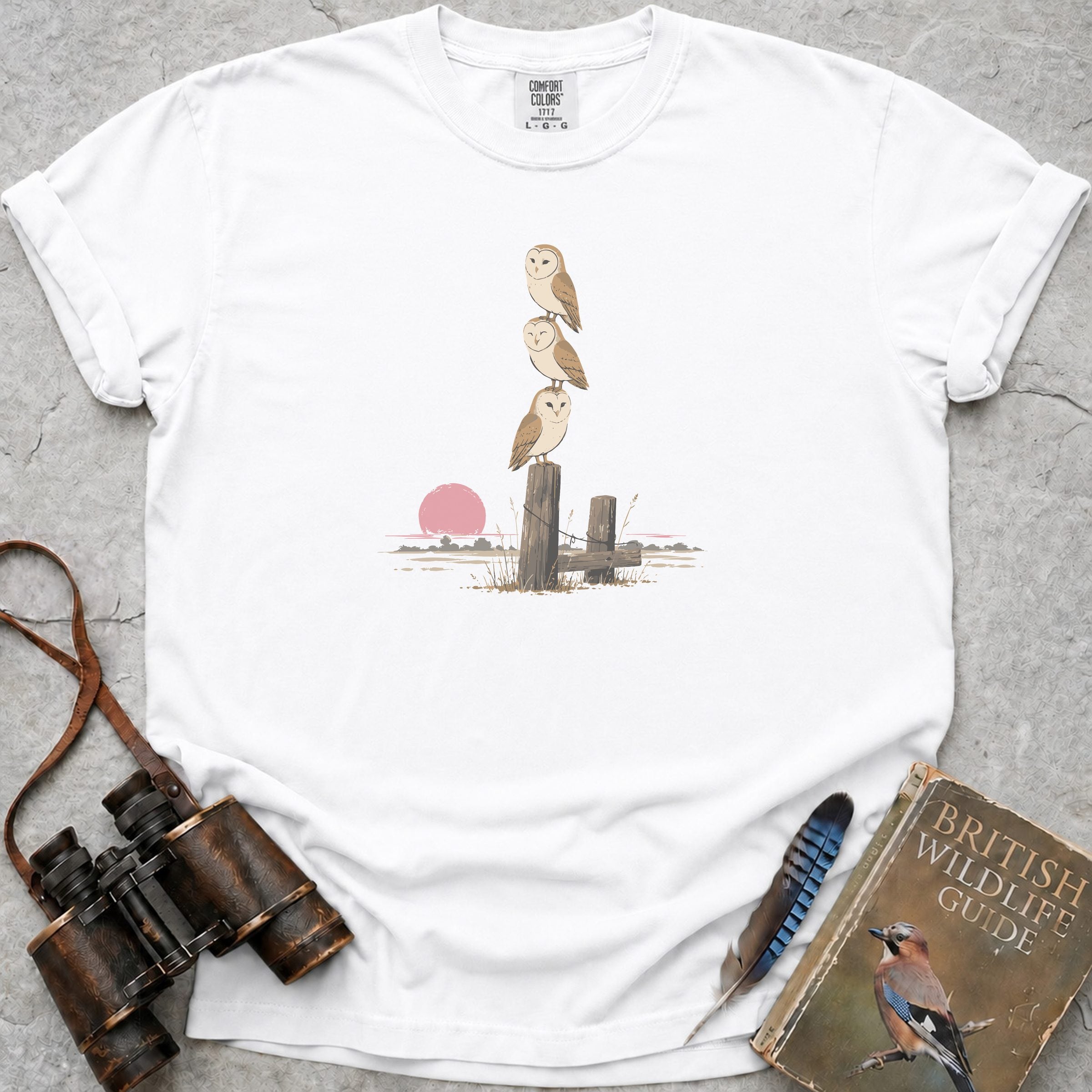 Barn Owl Trio T-Shirt — white