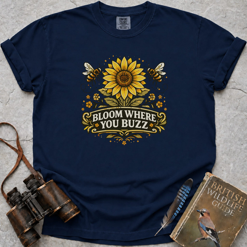Bloom Where You Buzz T-Shirt — true navy