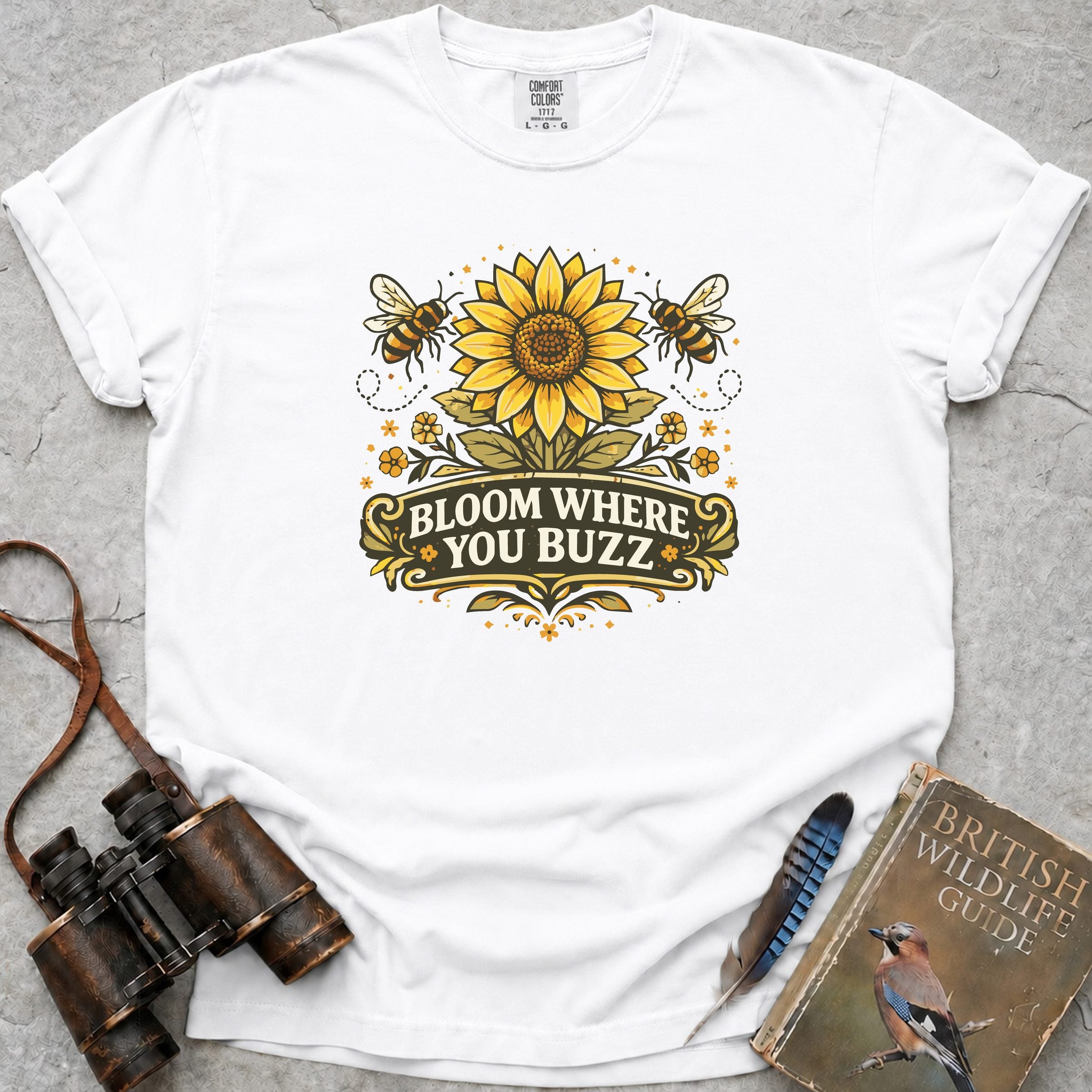 Bloom Where You Buzz T-Shirt — white