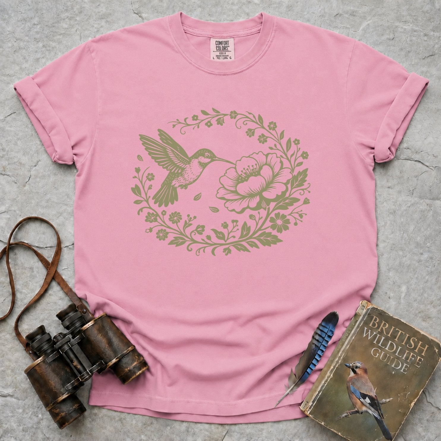 Floral Hummingbird Wreath T-Shirt