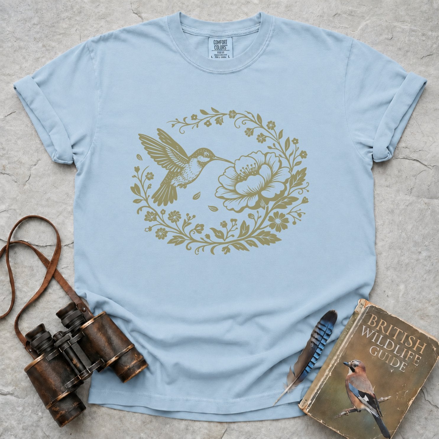 Floral Hummingbird Wreath T-Shirt