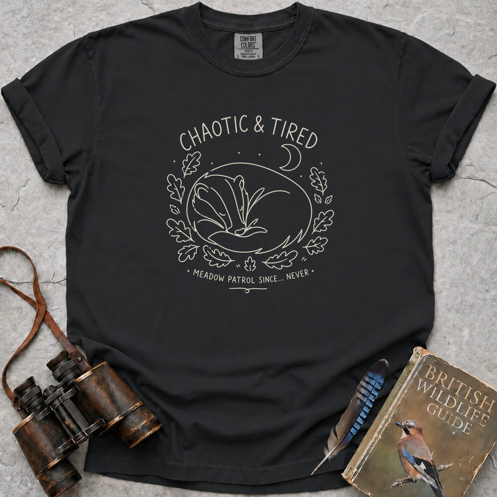 Chaotic And Tired Badger T-Shirt — black