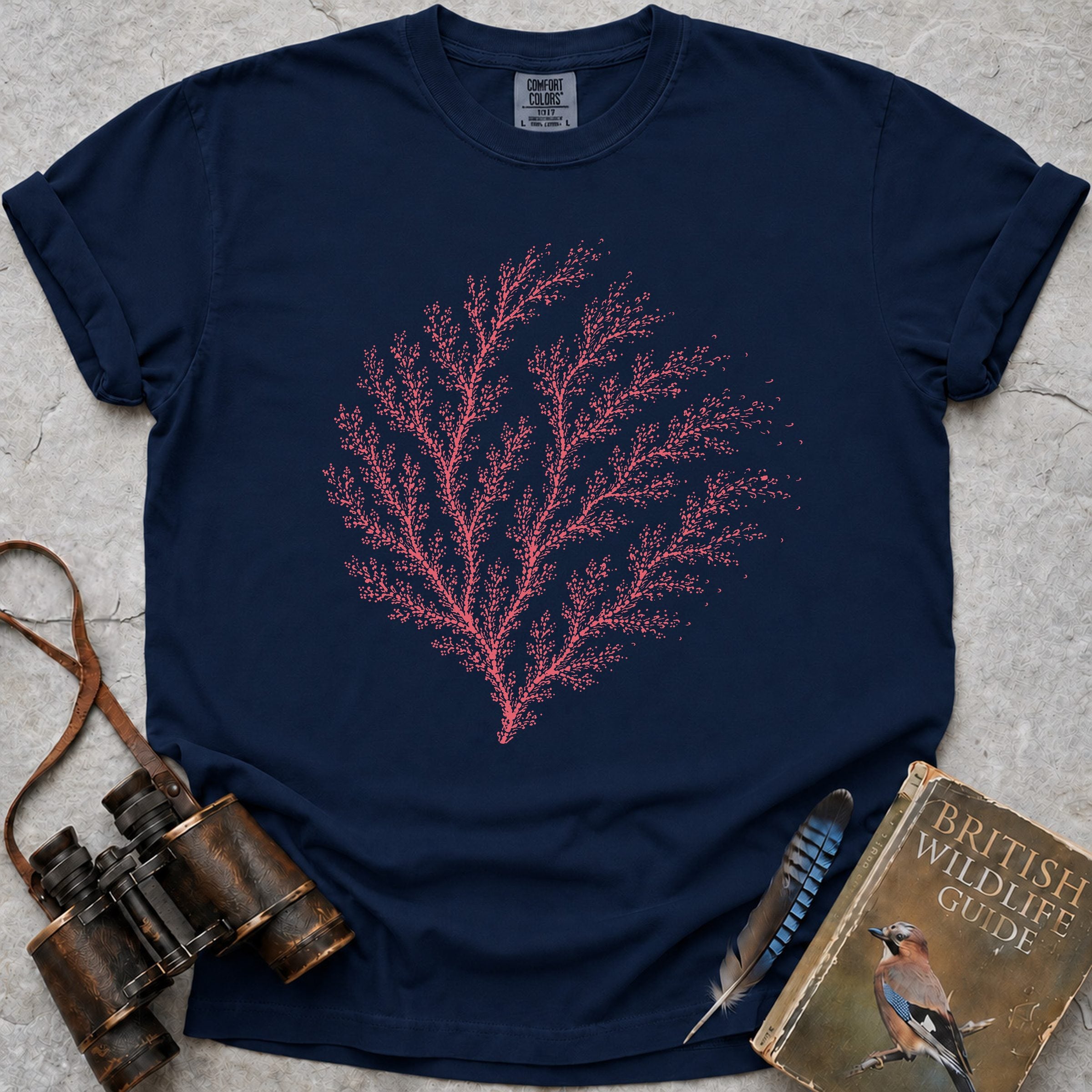 Coral Fan T-Shirt — true navy
