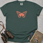 Coral Tortoiseshell Butterfly T-Shirt — blue spruce