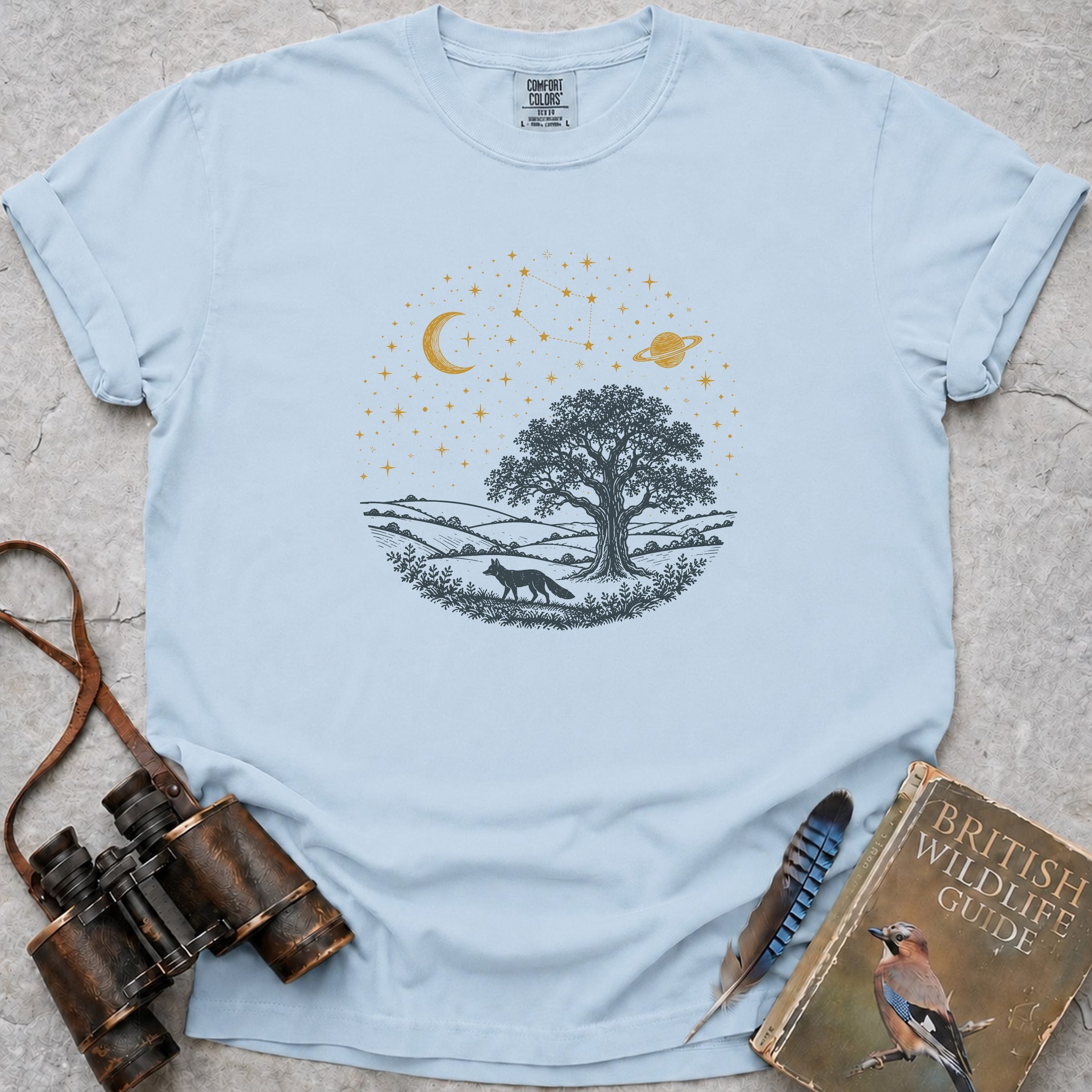Cosmic Countryside Fox T-Shirt — chambray