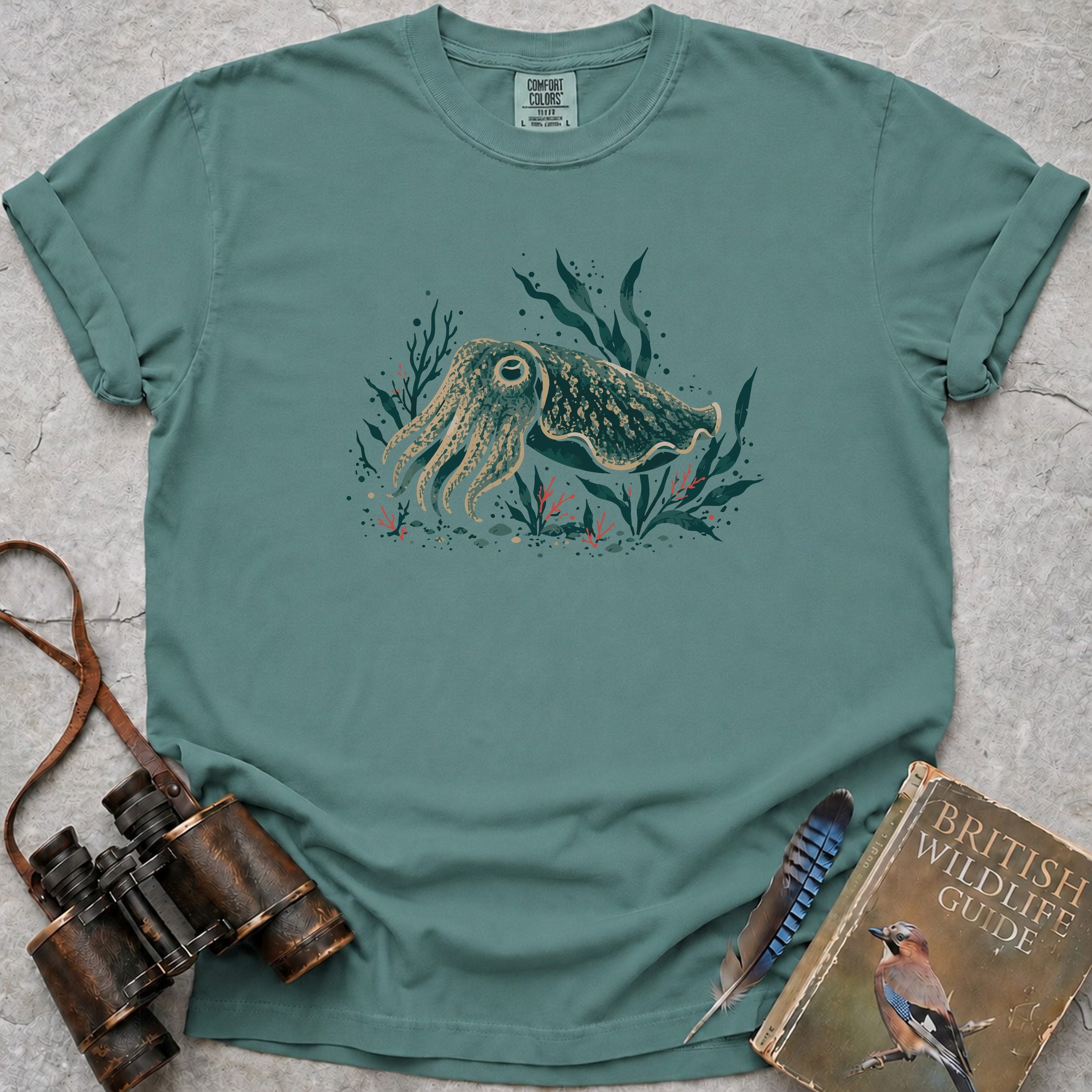 Curious Cuttlefish T-Shirt — seafoam