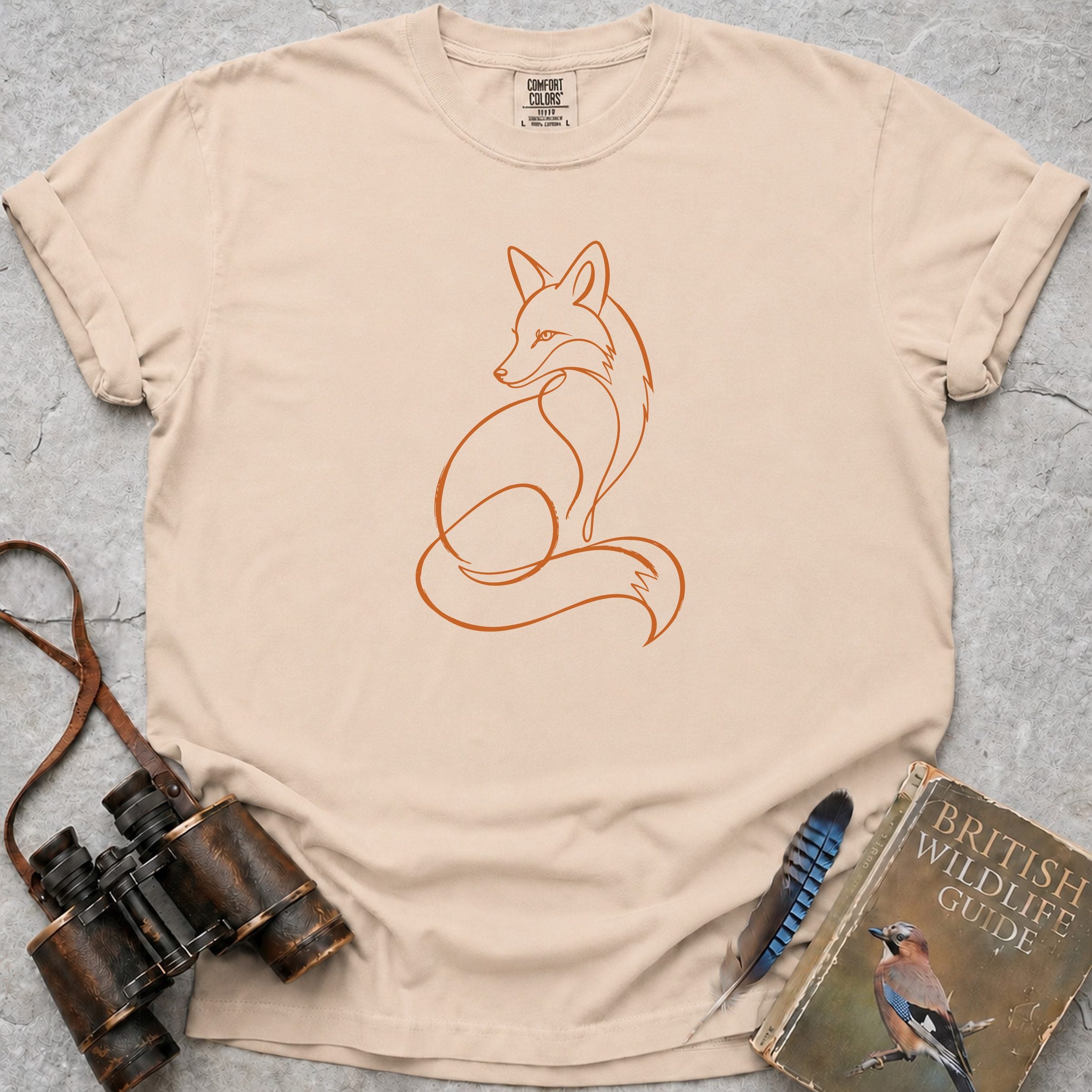 Curled Line Fox T-Shirt — ivory