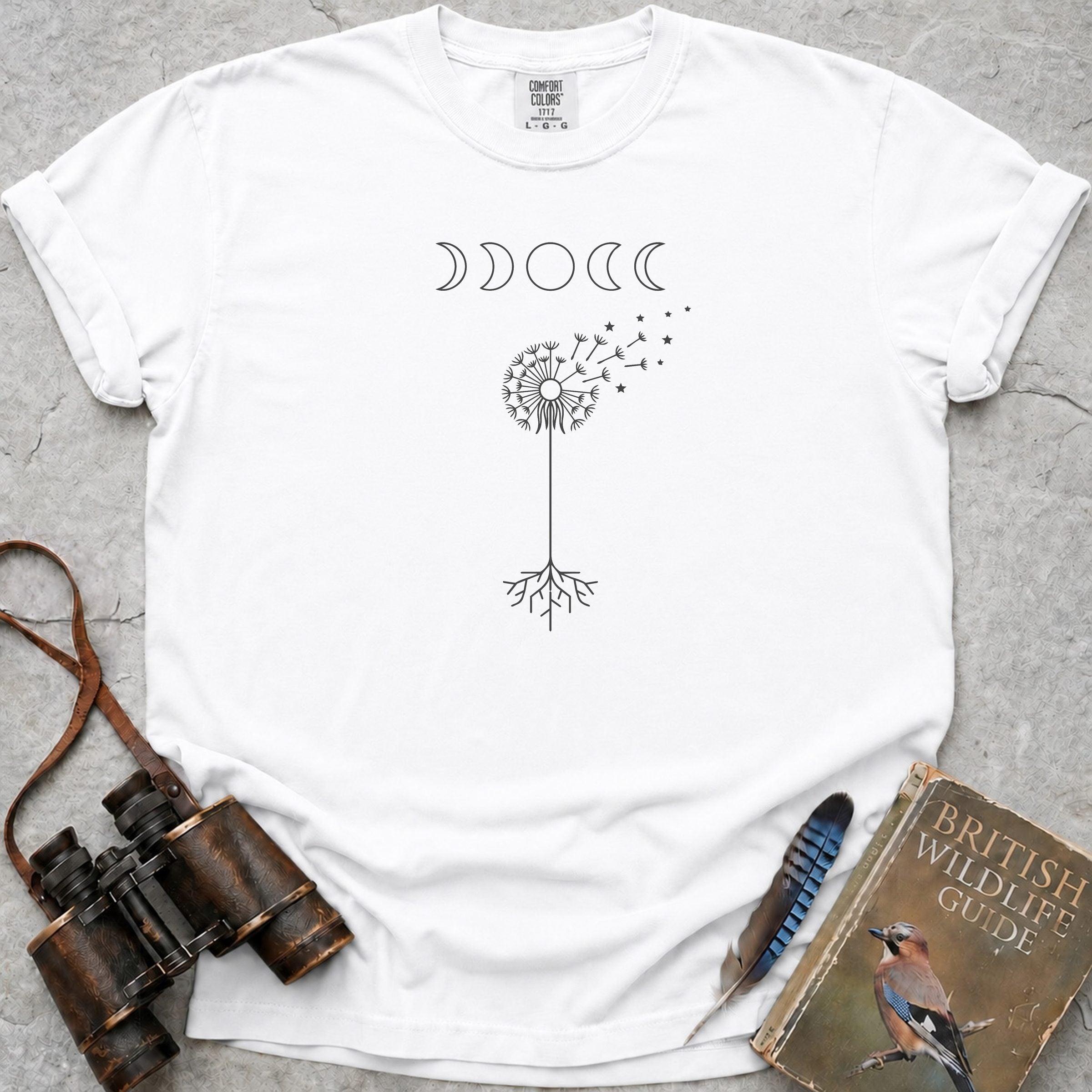Dandelion Moon Phases T-Shirt — white