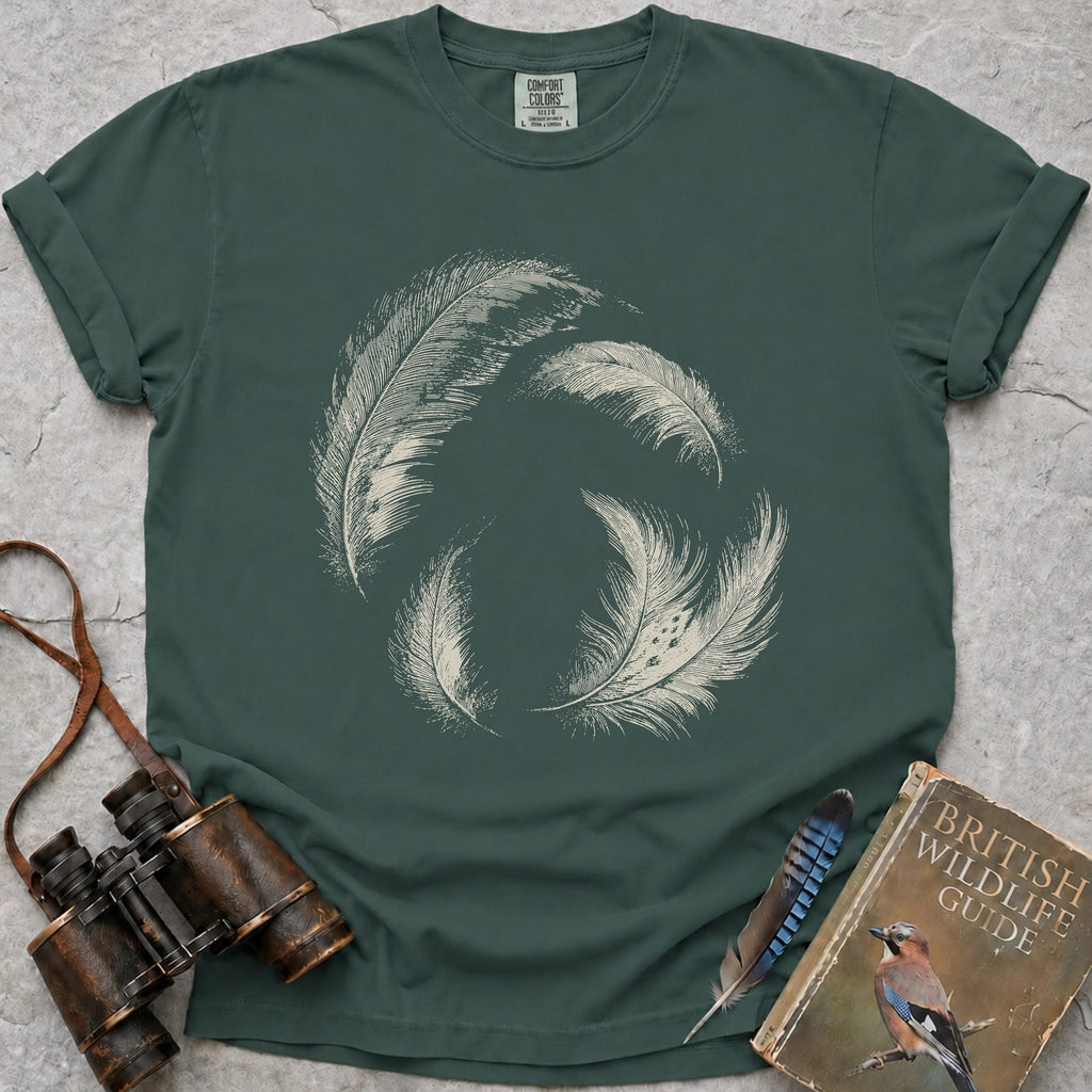delicate-swirling-barn-owl-feathers — blue spruce
