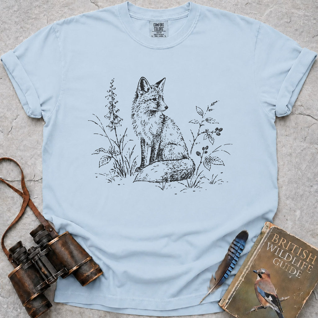 Delicate Woodland Fox T-Shirt — chambray