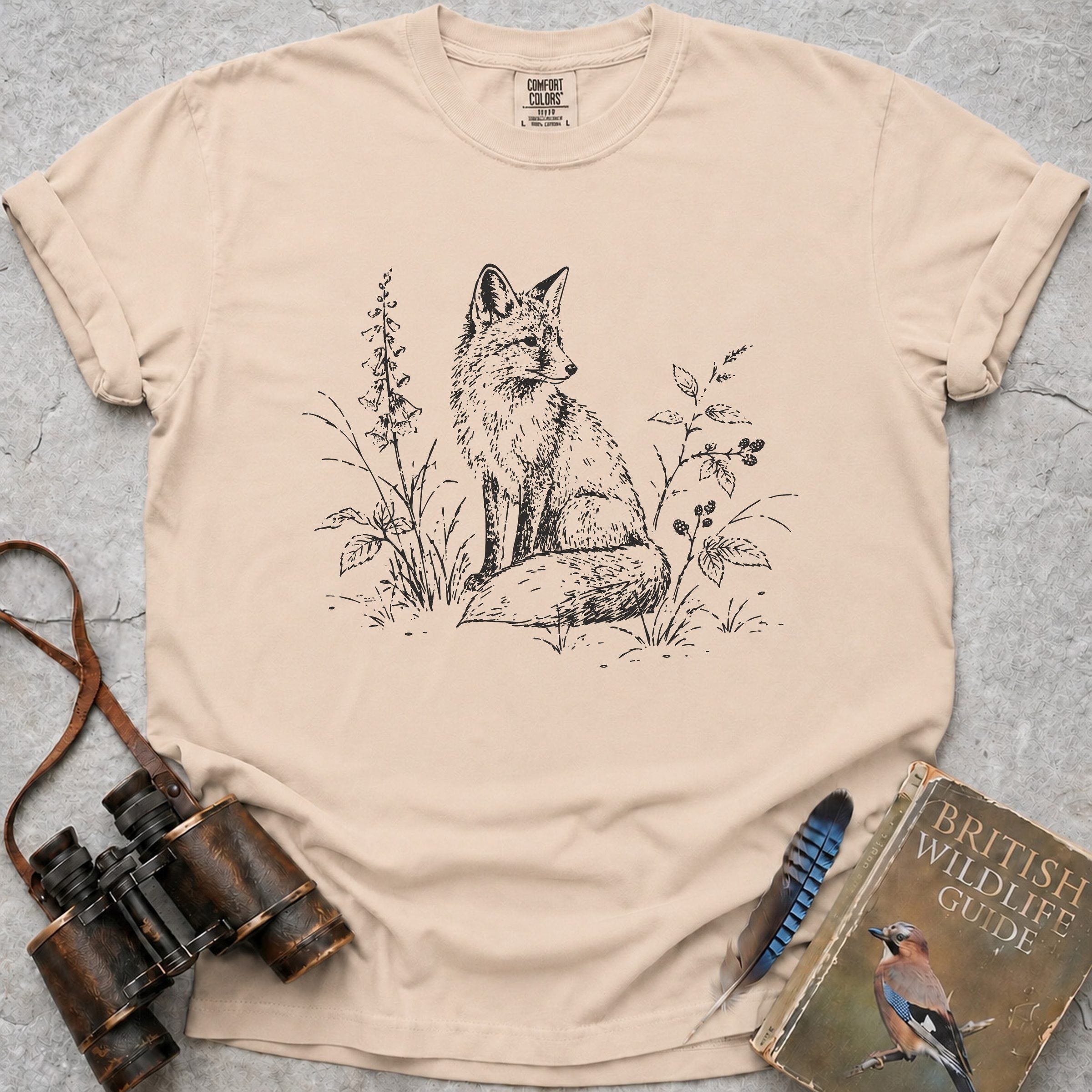 Delicate Woodland Fox T-Shirt — ivory