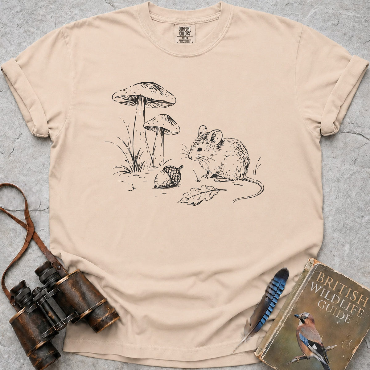 Delicate Woodland Mouse T-Shirt — ivory