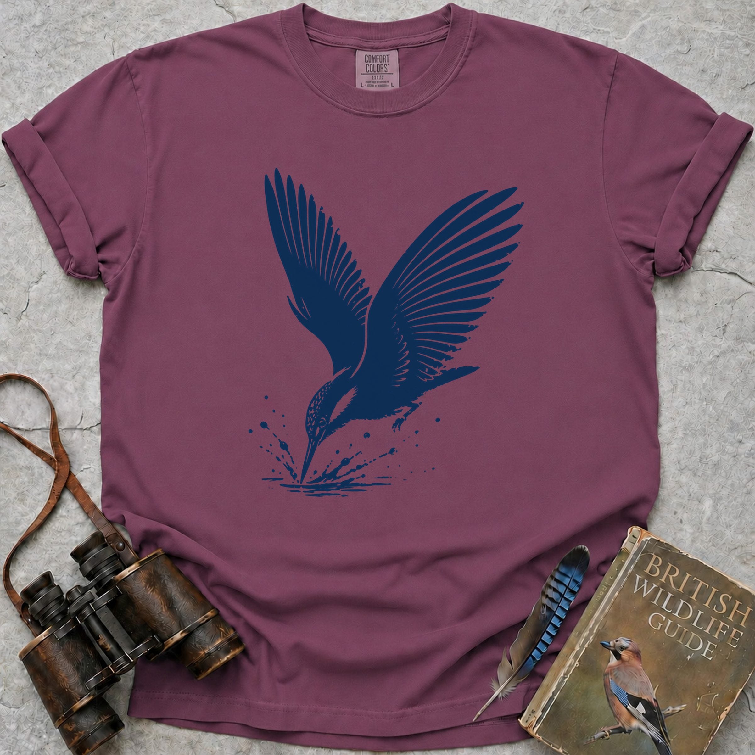 Diving Kingfisher T-Shirt — berry