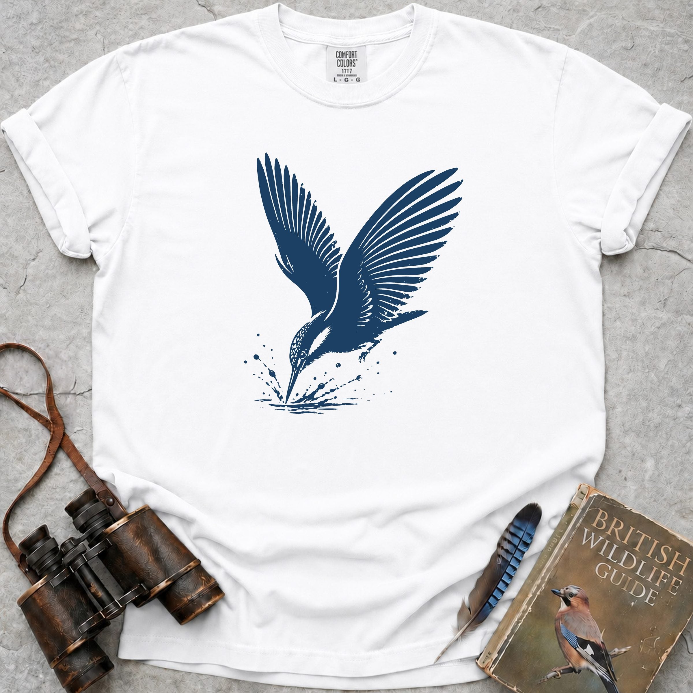 Diving Kingfisher T-Shirt — white