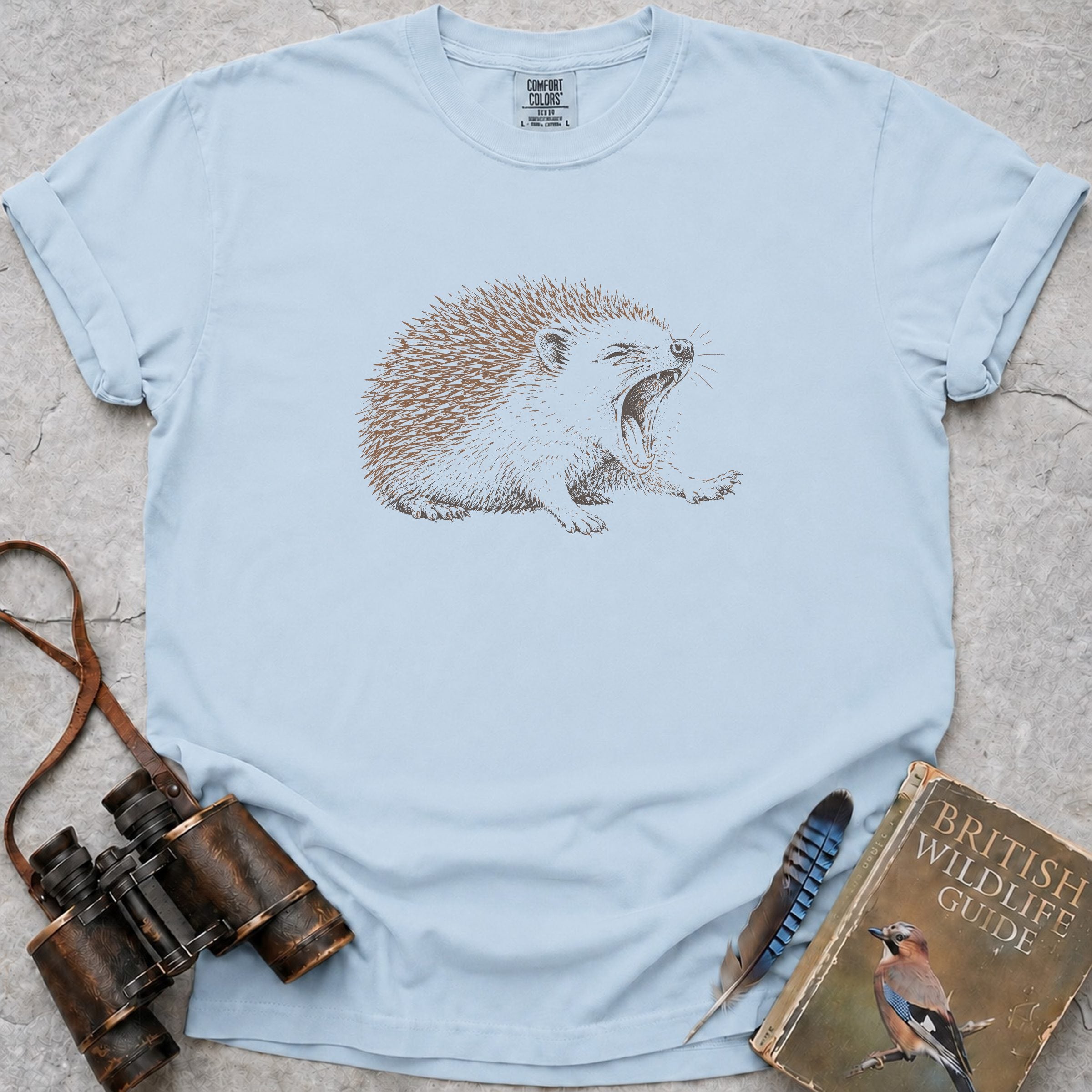 Epically Tired Hedgehog T-Shirt — chambray