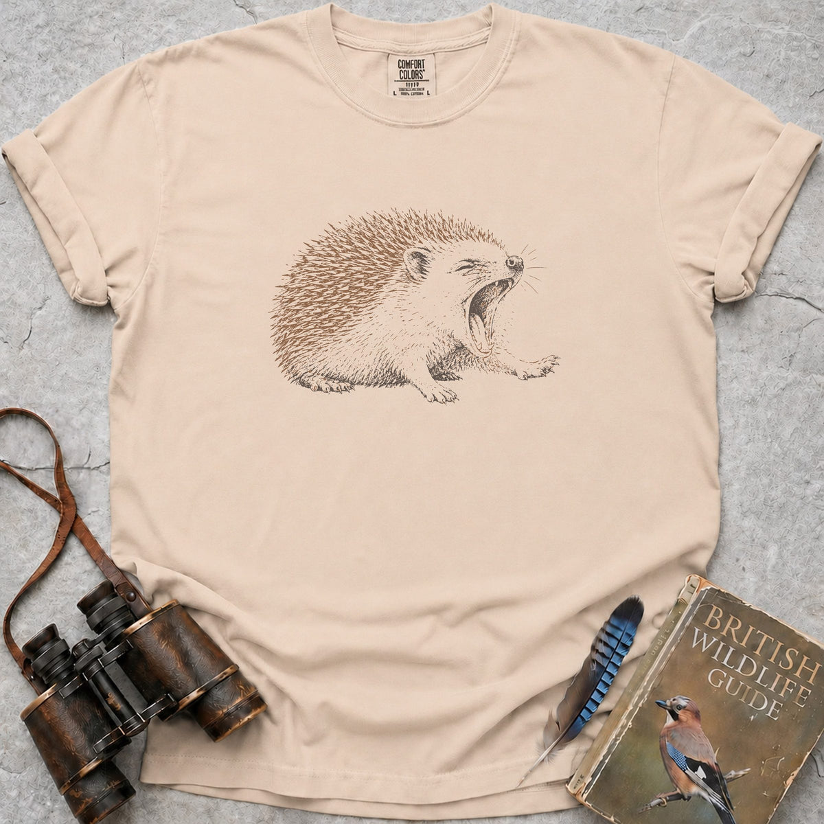 Epically Tired Hedgehog T-Shirt — ivory