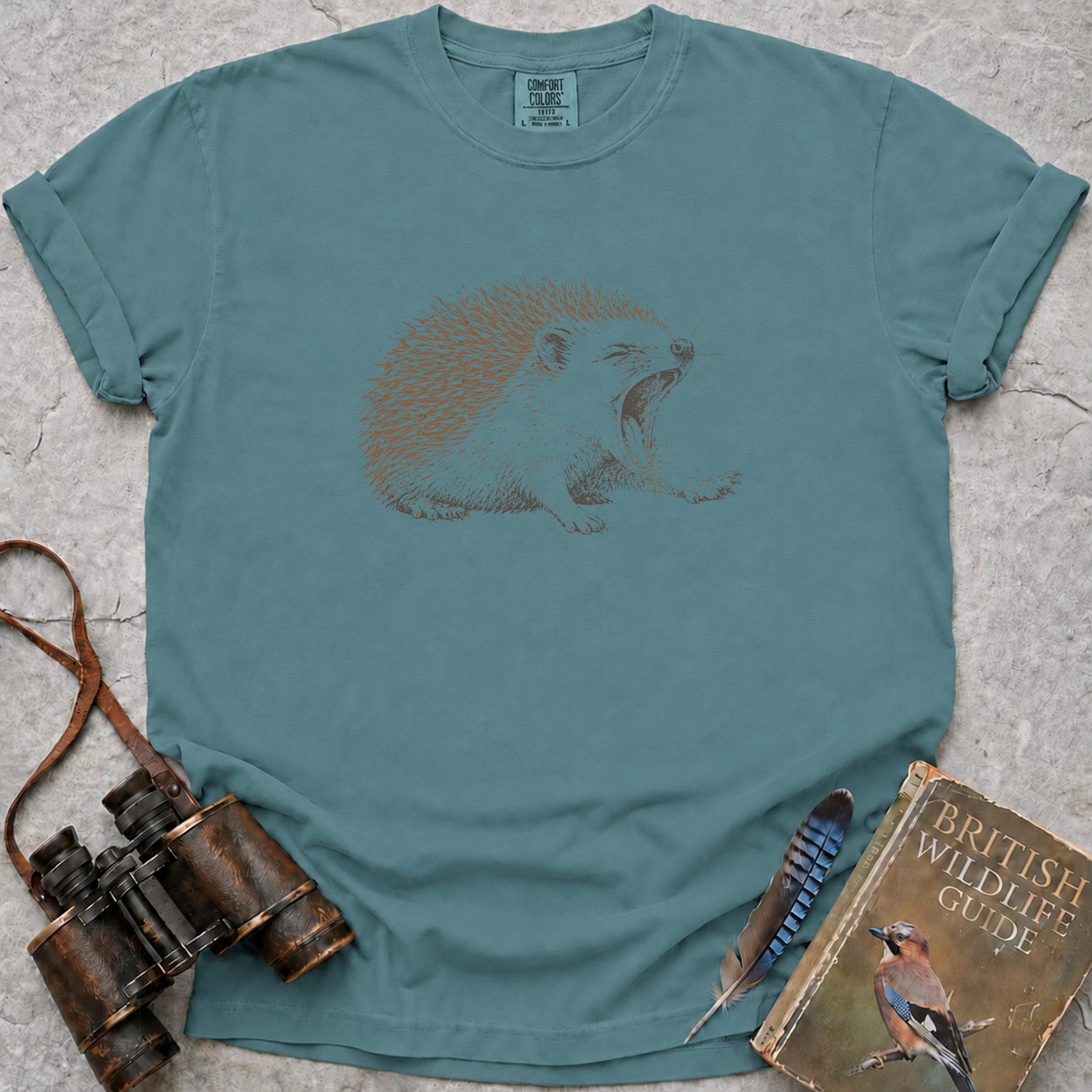 Epically Tired Hedgehog T-Shirt — seafoam