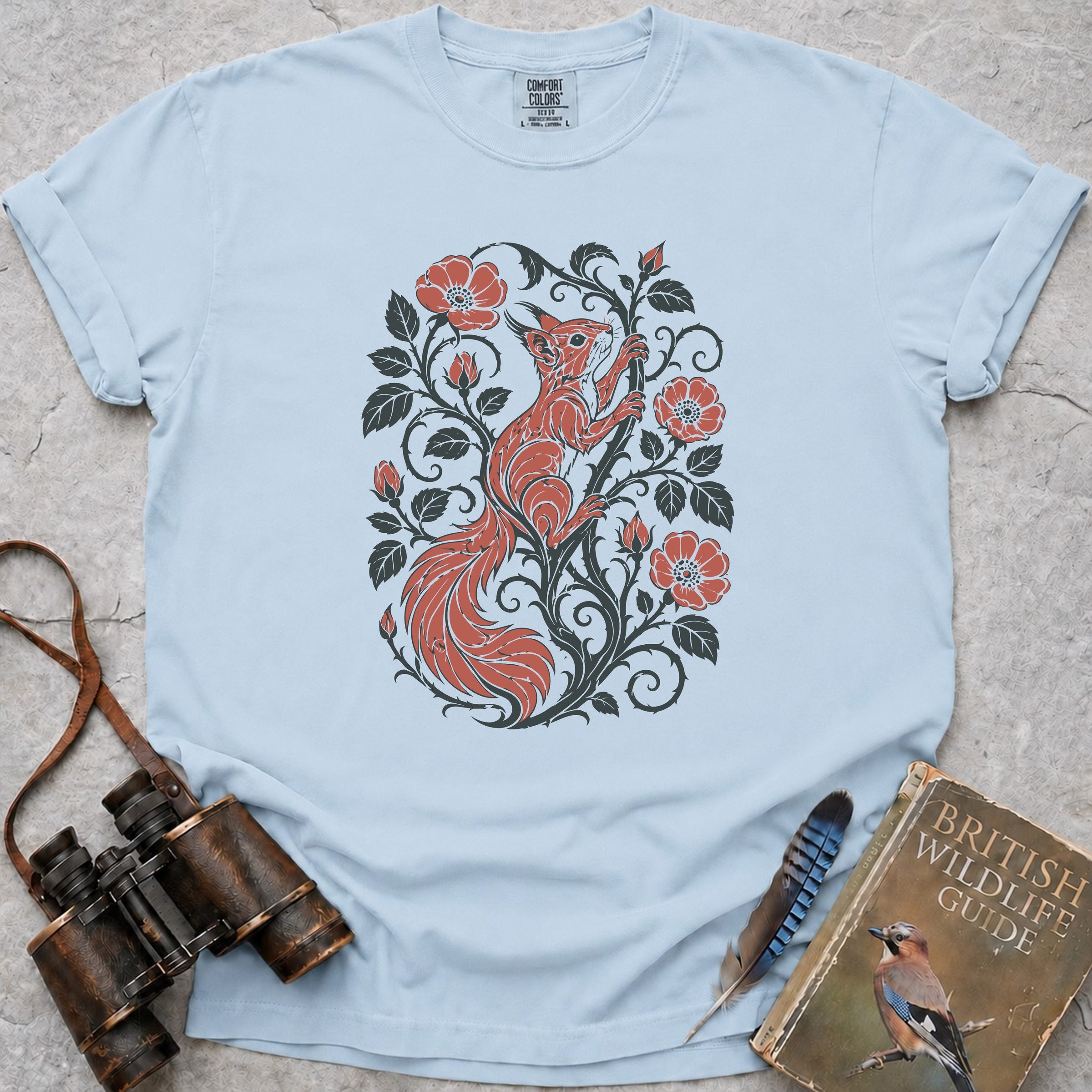 Folk Art Squirrel T-Shirt — chambray