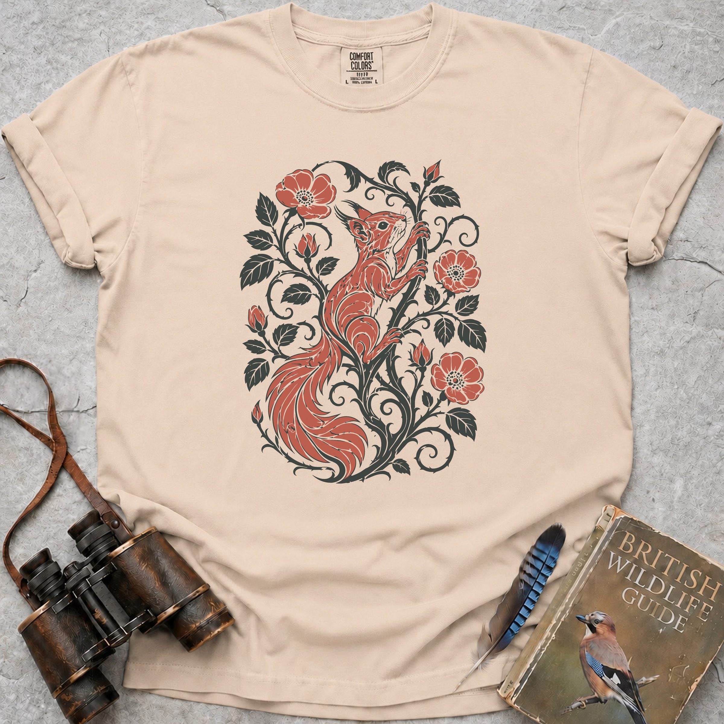 Folk Art Squirrel T-Shirt — ivory
