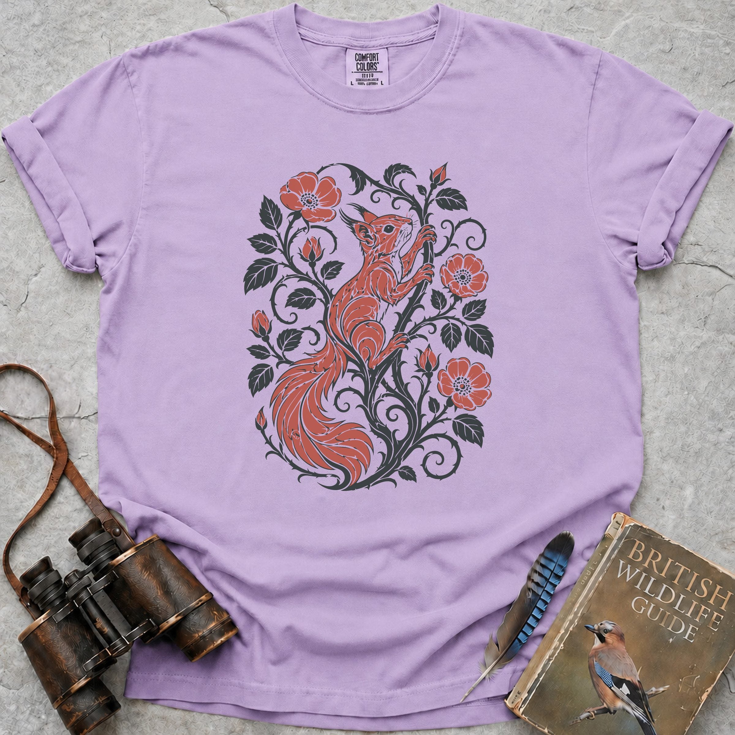 Folk Art Squirrel T-Shirt — orchid