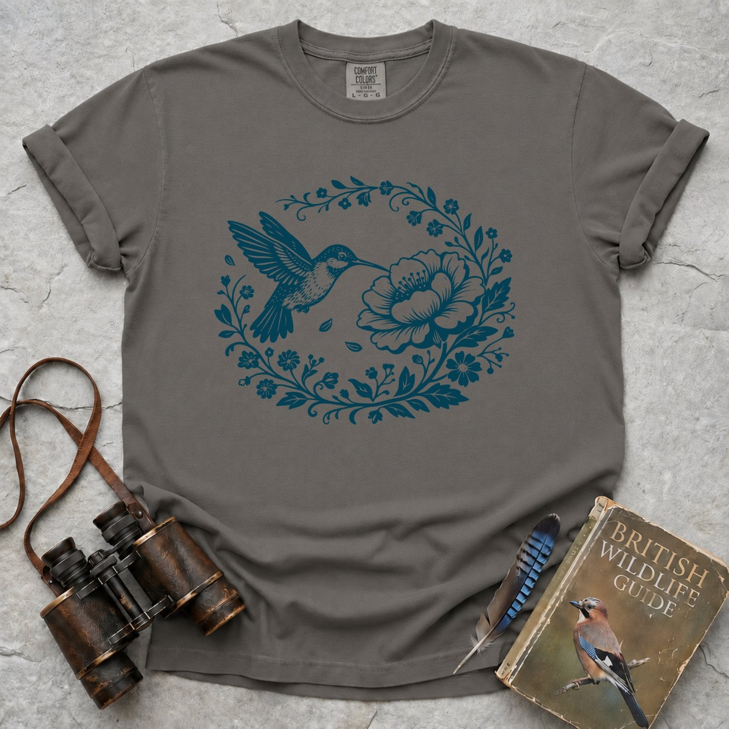 Floral Hummingbird Wreath T-Shirt