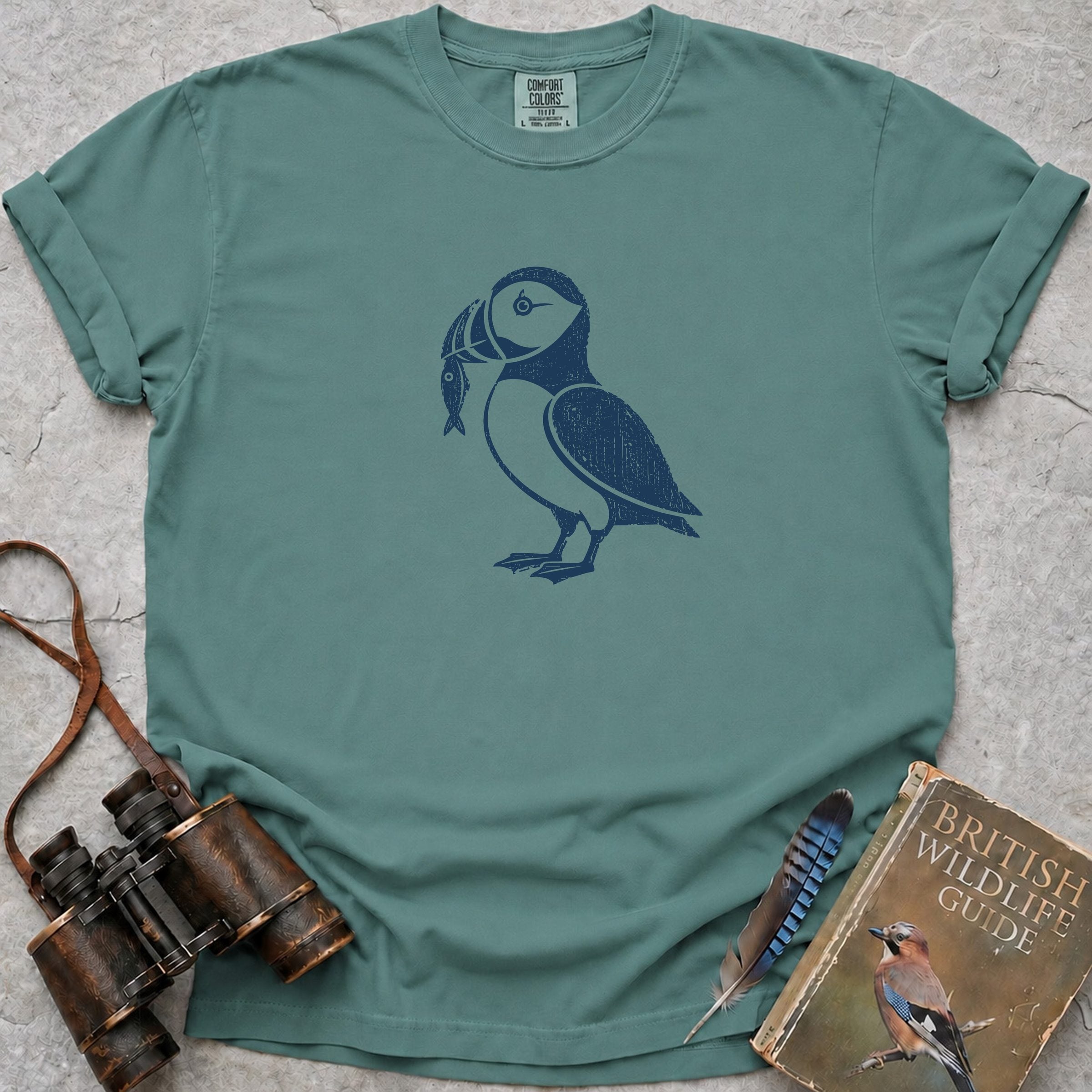 Hungry Puffin T-Shirt — seafoam