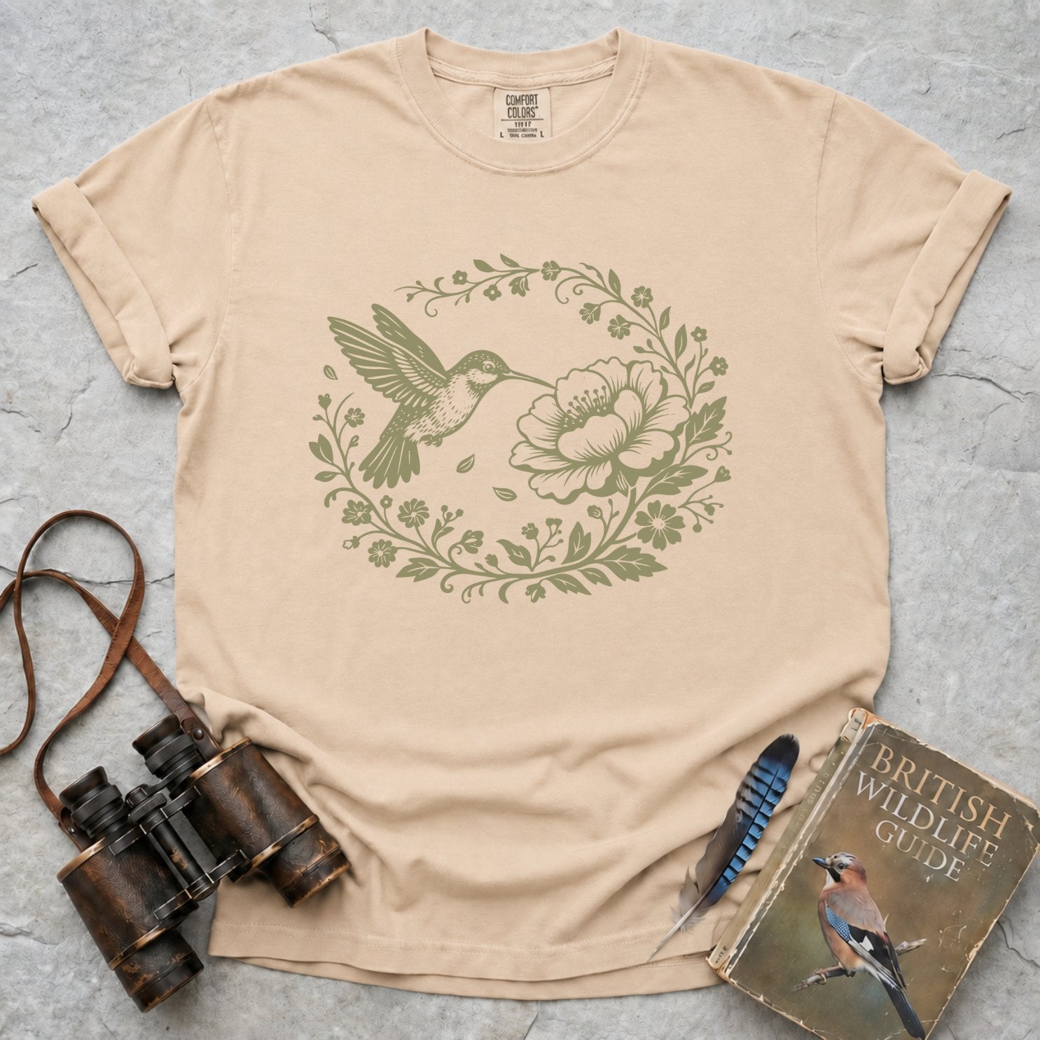 Floral Hummingbird Wreath T-Shirt