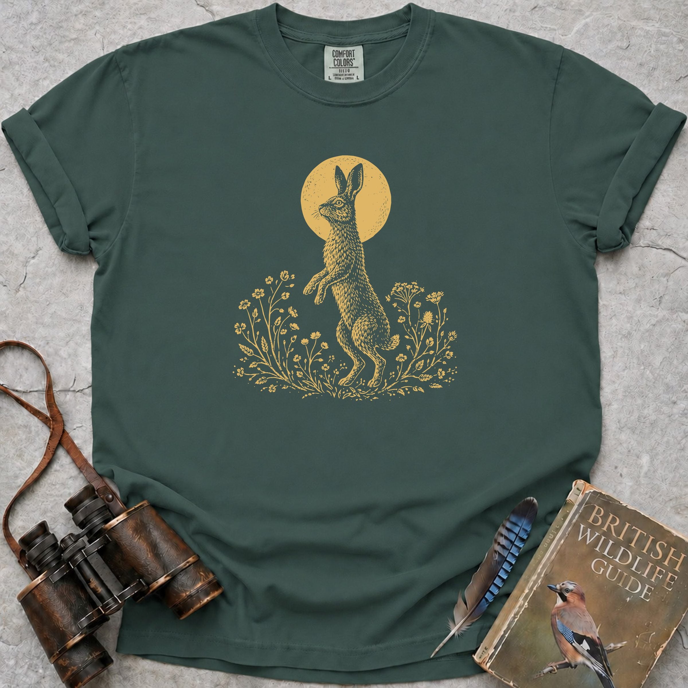 Moonlit Hare T-Shirt — blue spruce
