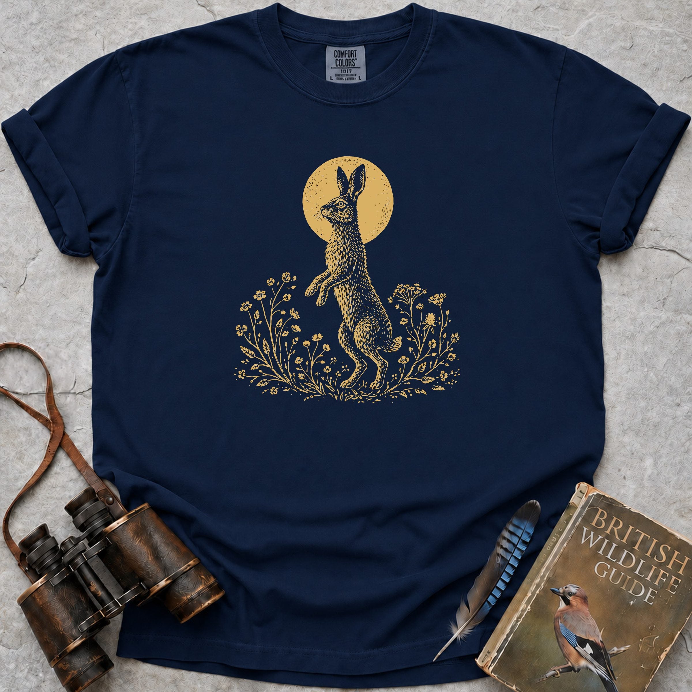 Moonlit Hare T-Shirt — true navy