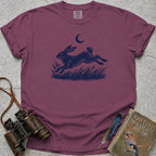 Moonlit Leaping Hare T-Shirt — berry