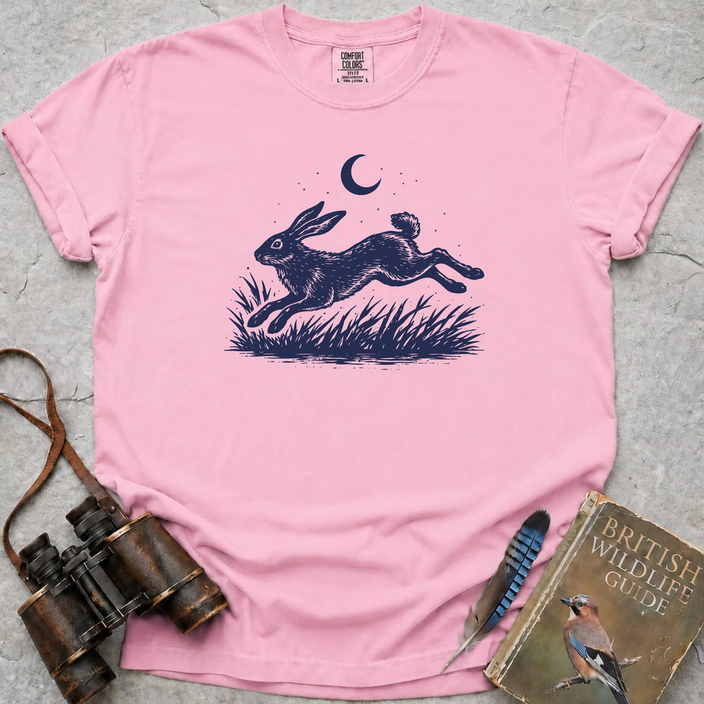 Moonlit Leaping Hare T-Shirt — blossom