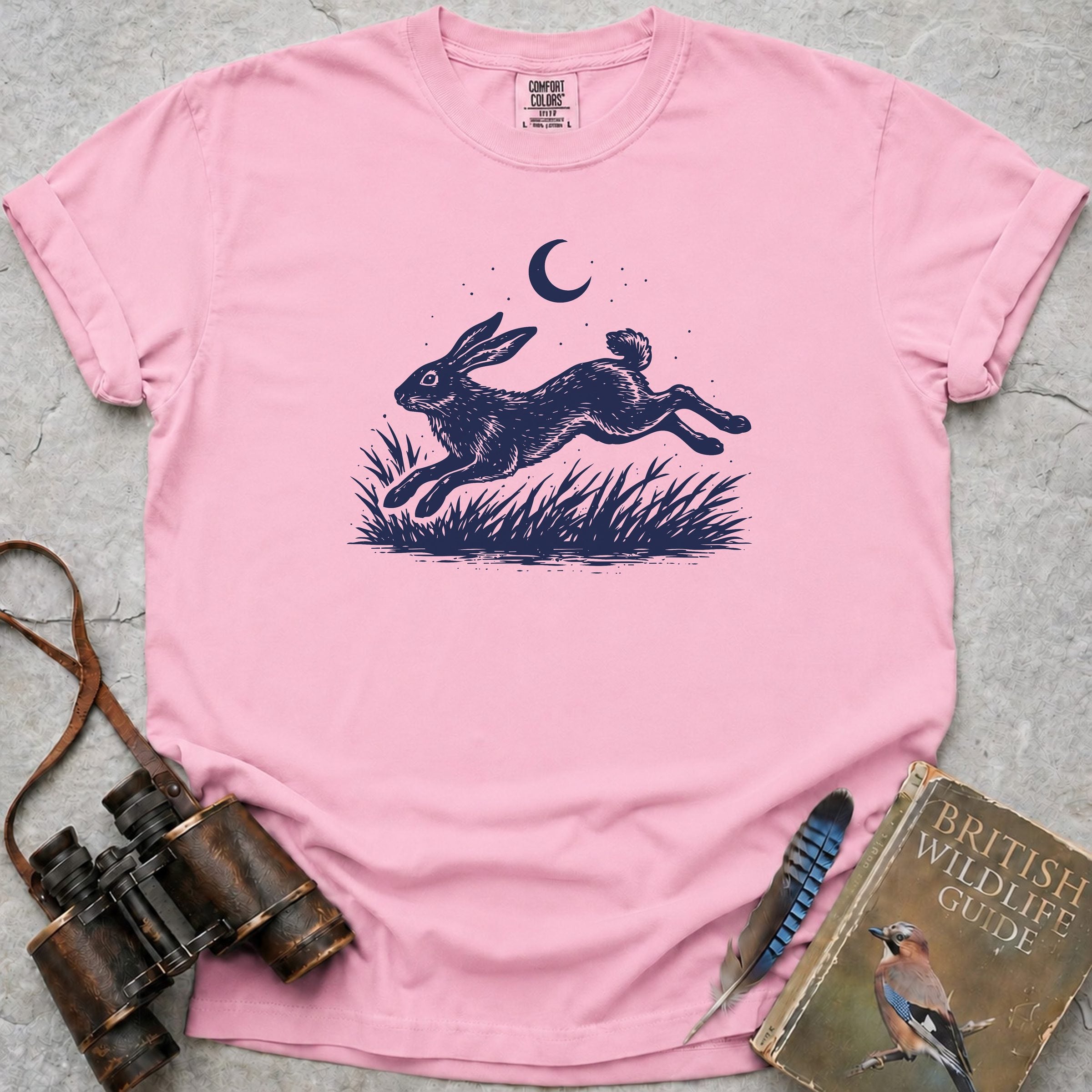 Moonlit Leaping Hare T-Shirt — blossom