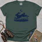 Moonlit Leaping Hare T-Shirt — blue spruce