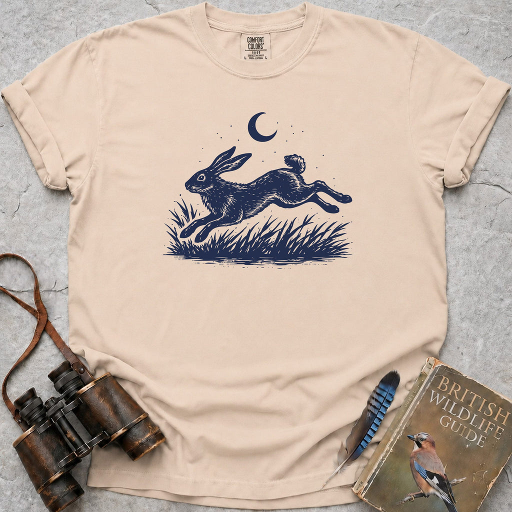 Moonlit Leaping Hare T-Shirt — ivory