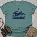 Moonlit Leaping Hare T-Shirt — seafoam