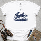 Moonlit Leaping Hare T-Shirt — white