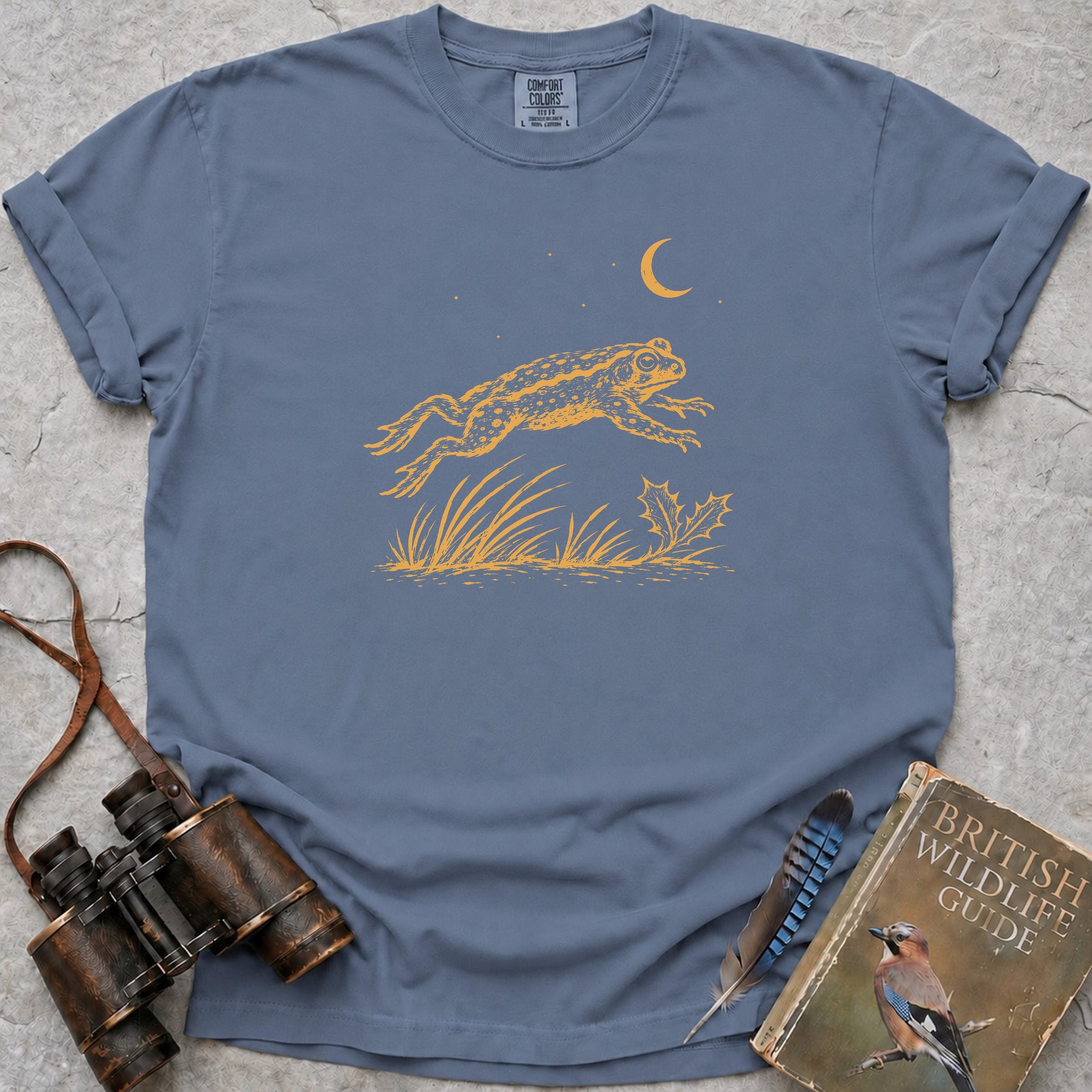 Moonlit Leaping Toad T-Shirt — blue jean