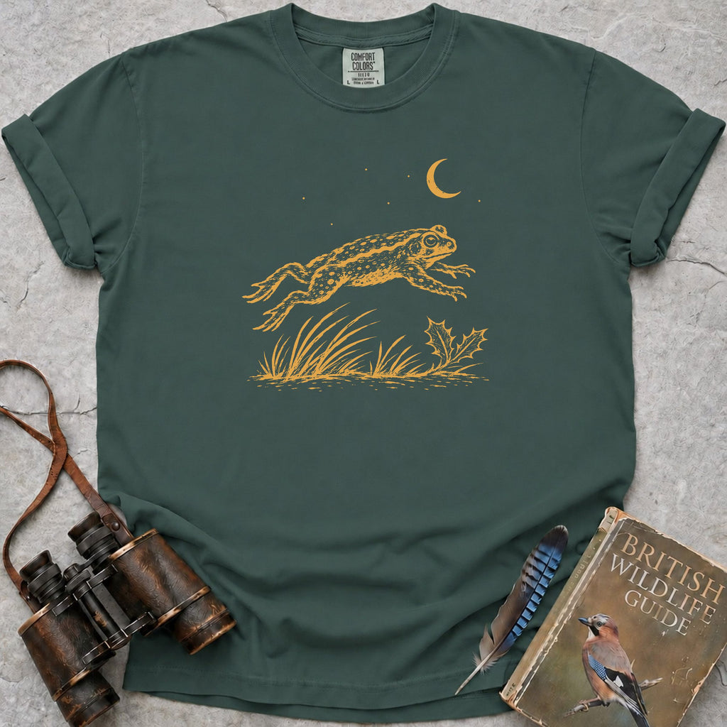 Moonlit Leaping Toad T-Shirt — blue spruce