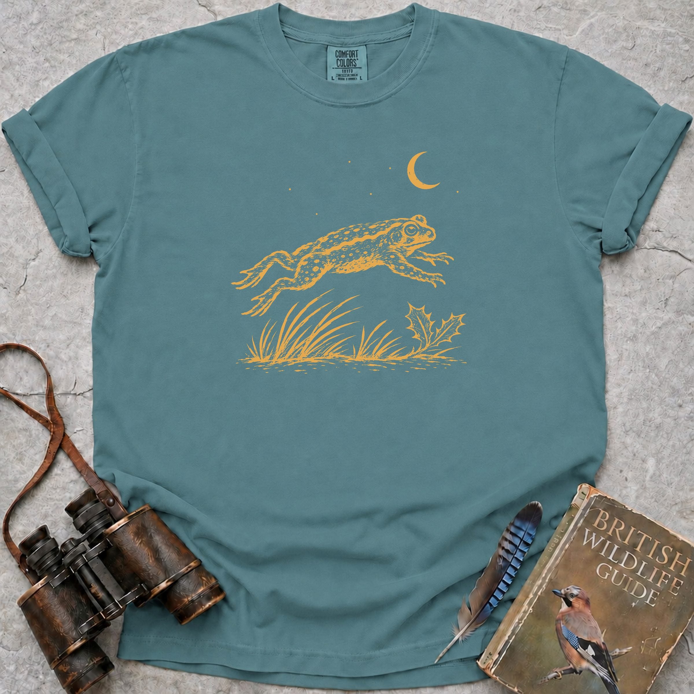 Moonlit Leaping Toad T-Shirt — seafoam