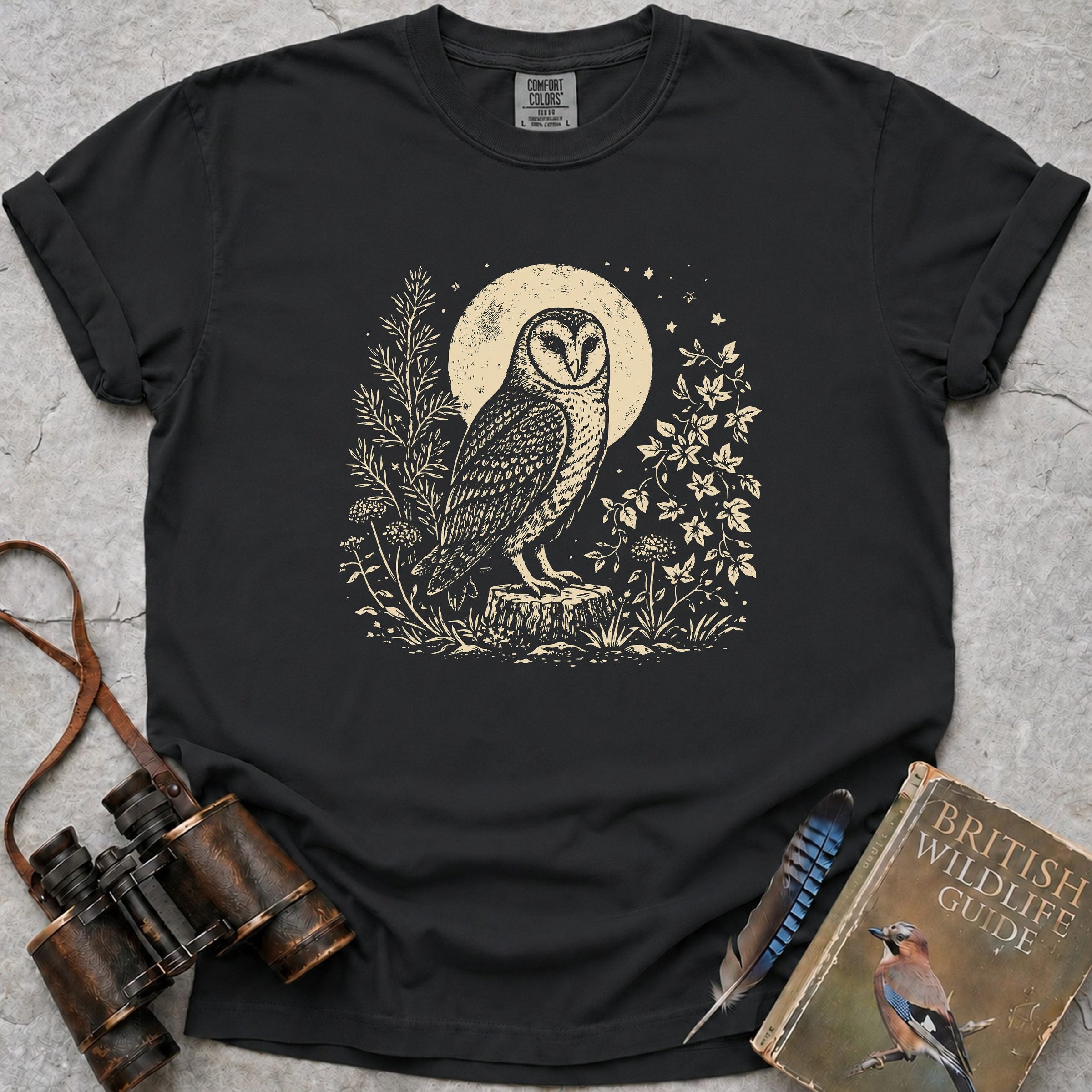 Moonlit Owl T-Shirt — black