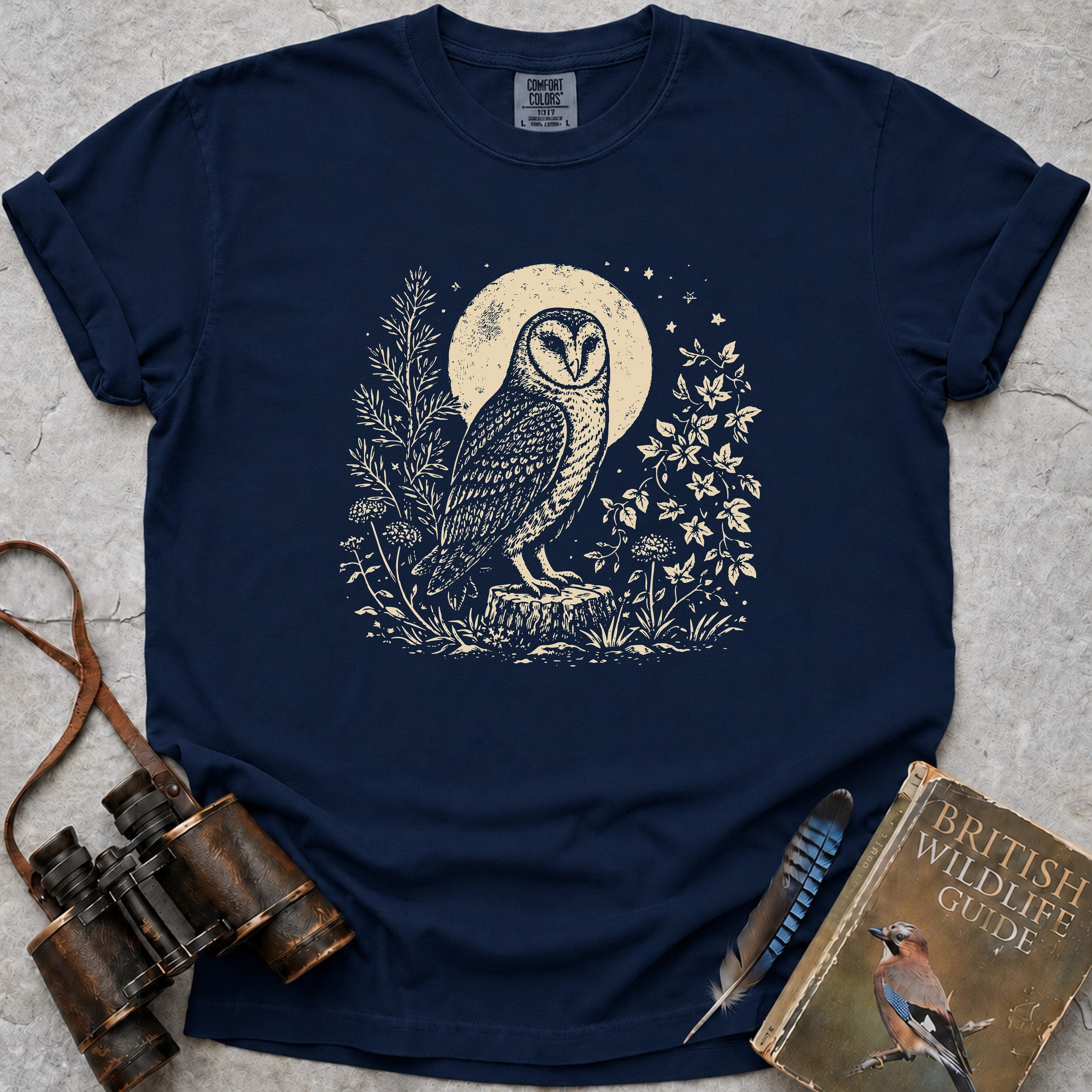 Moonlit Owl T-Shirt — true navy