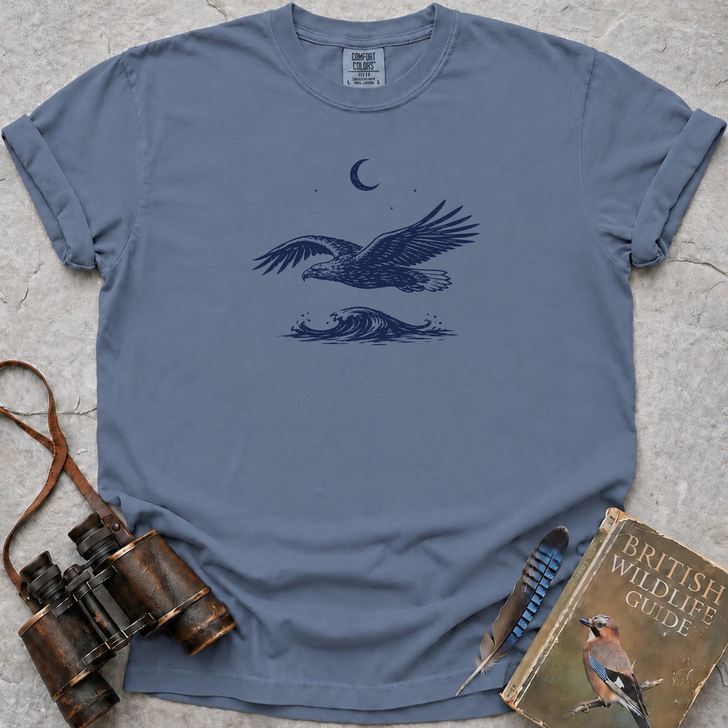 Moonlit White Tailed Eagle T-Shirt — blue jean