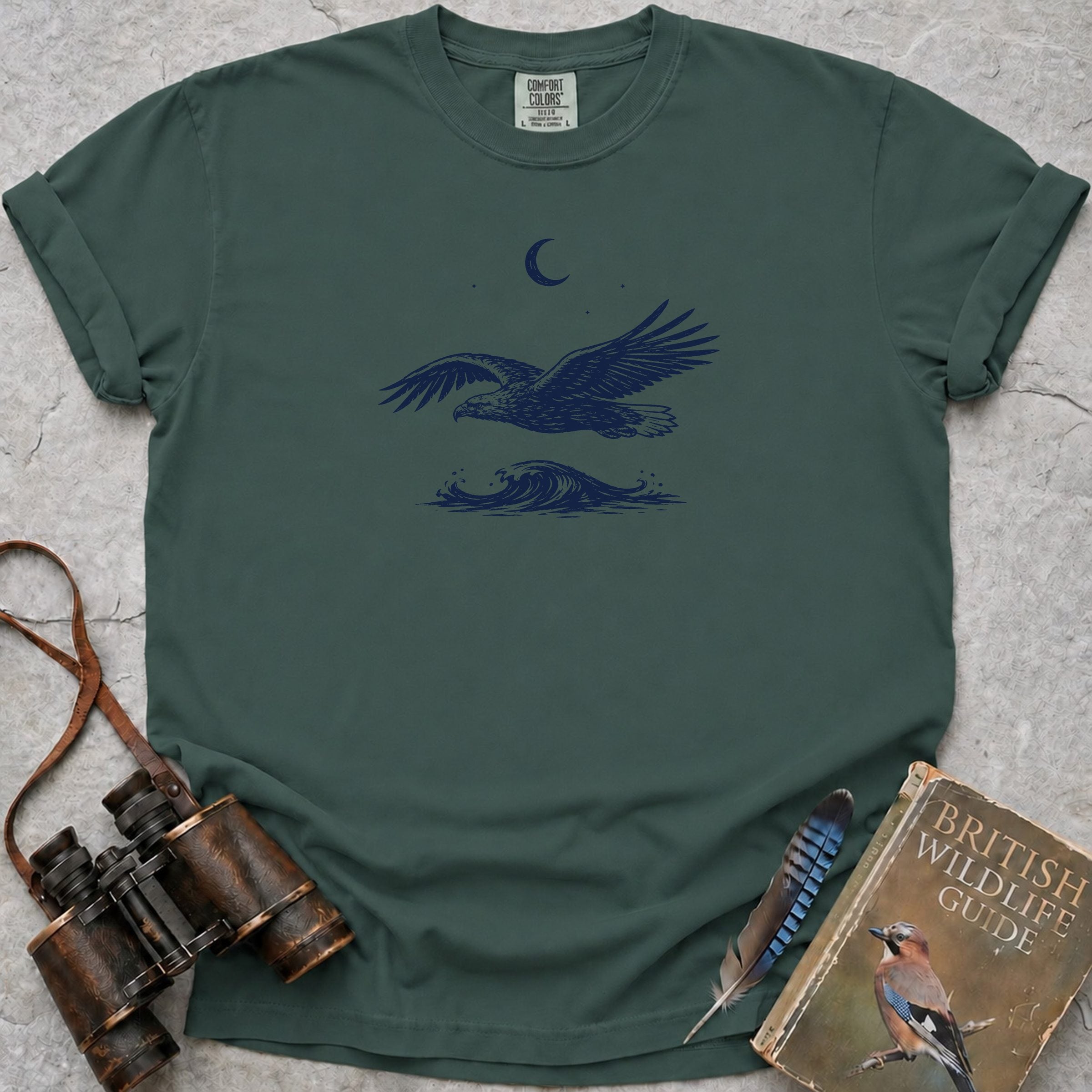 Moonlit White Tailed Eagle T-Shirt — blue spruce