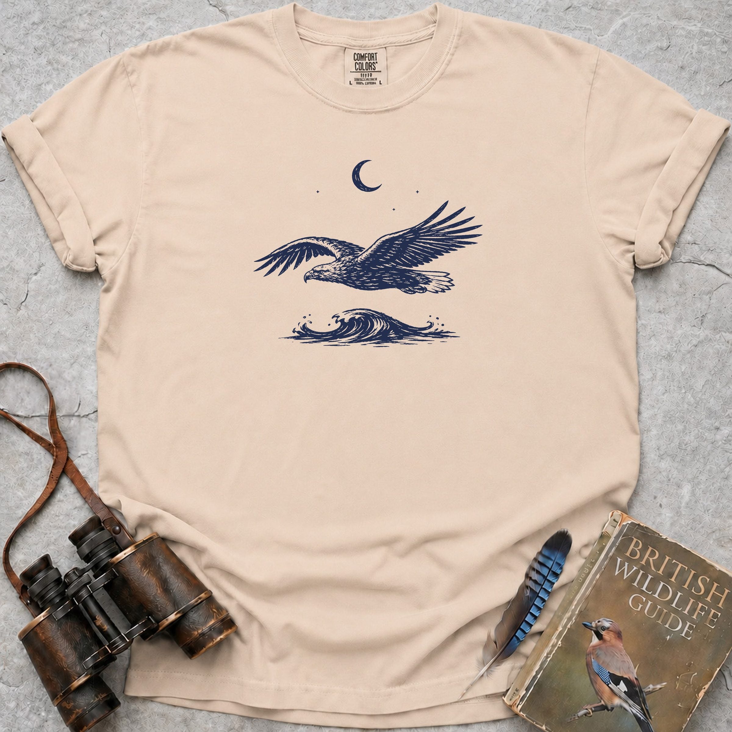 Moonlit White Tailed Eagle T-Shirt — ivory