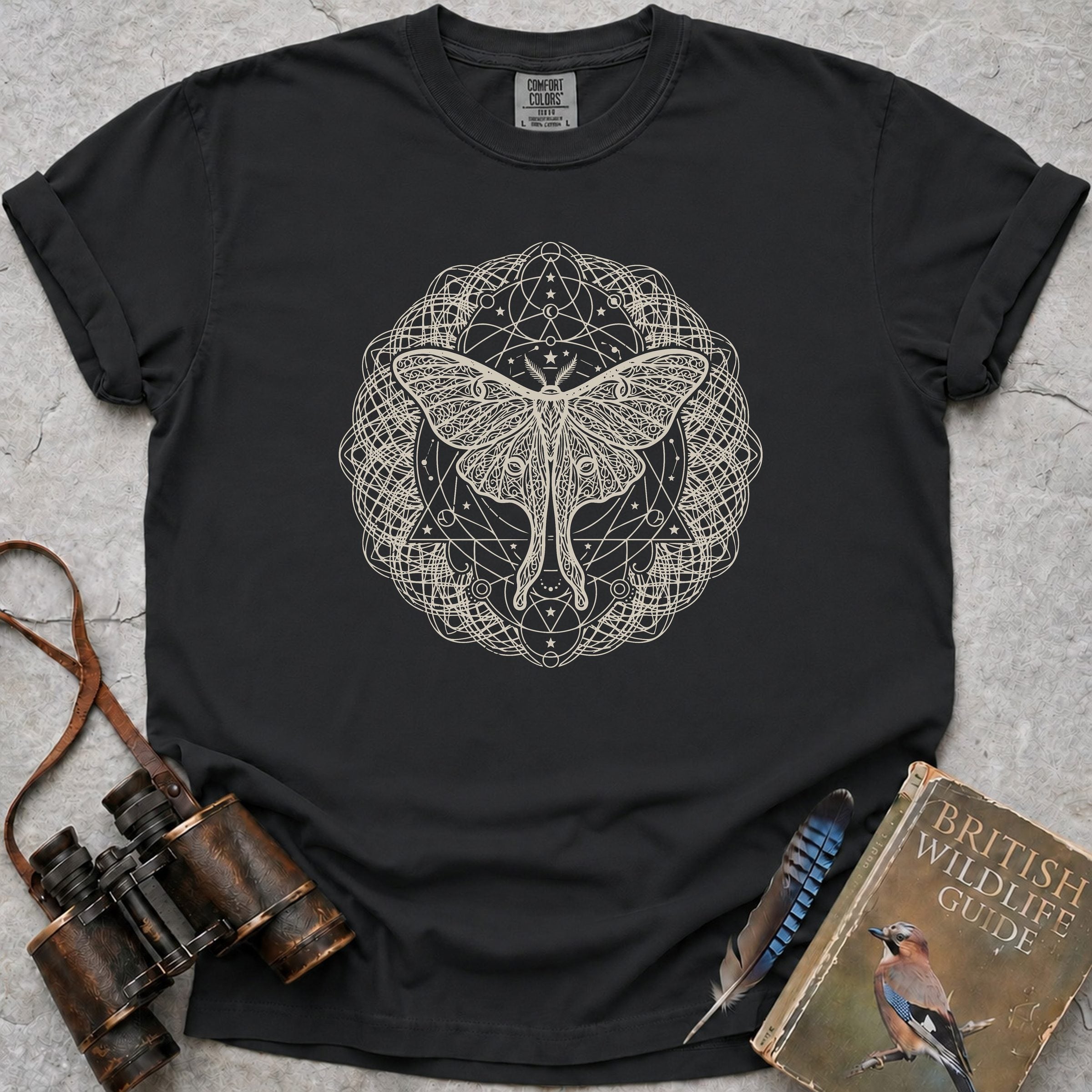 Moth Mandala T-Shirt — black