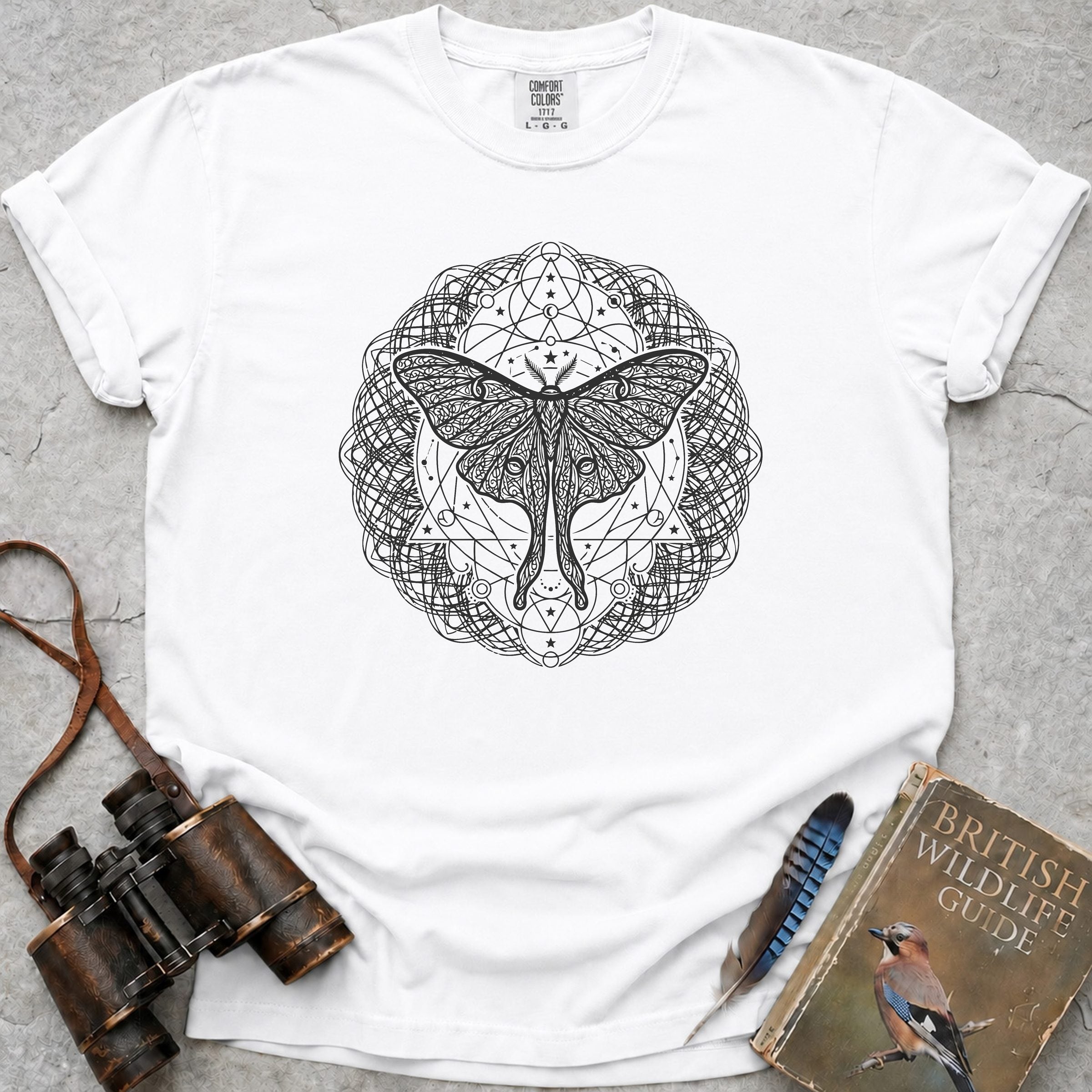 Moth Mandala T-Shirt — white