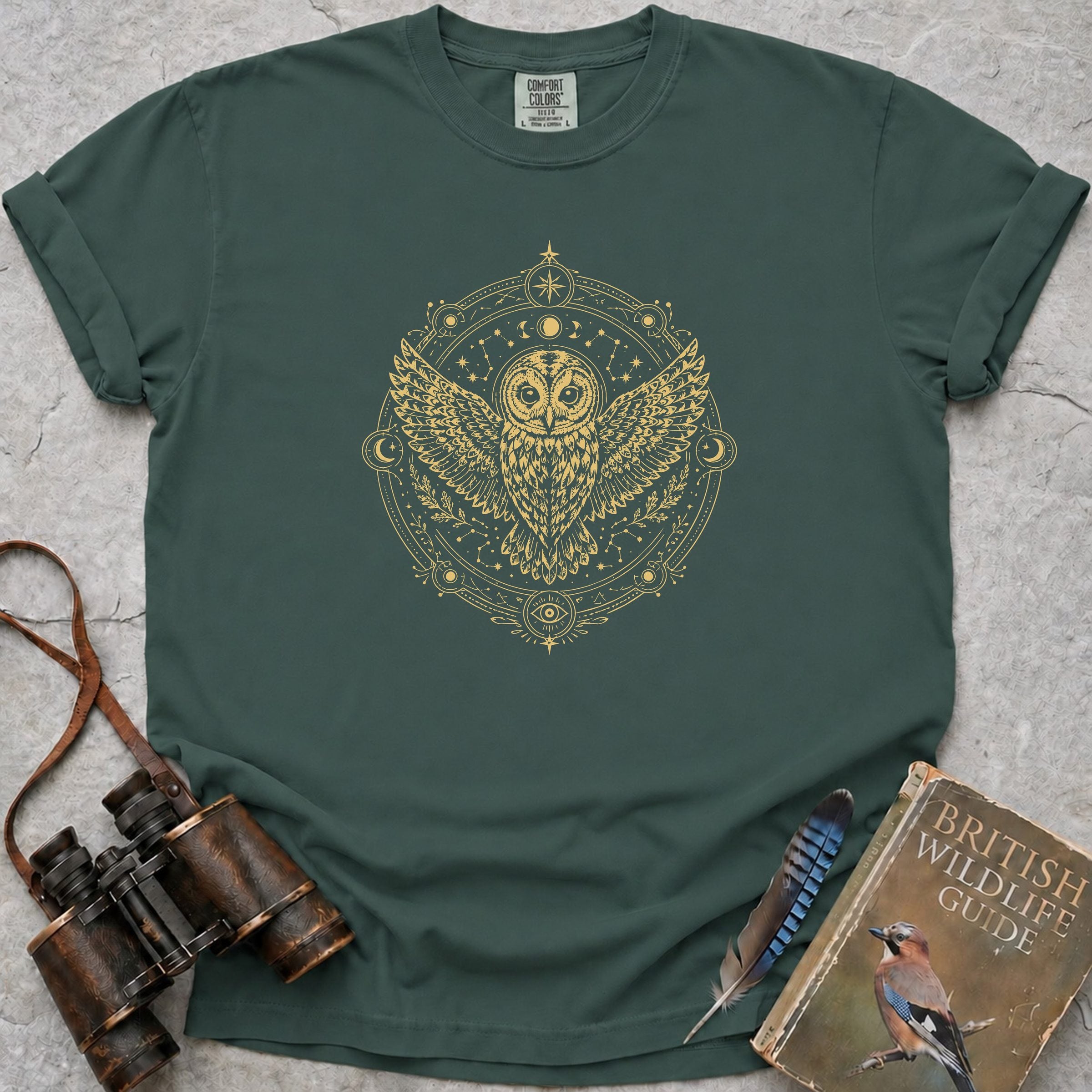 Mystical Owl T-Shirt — blue spruce